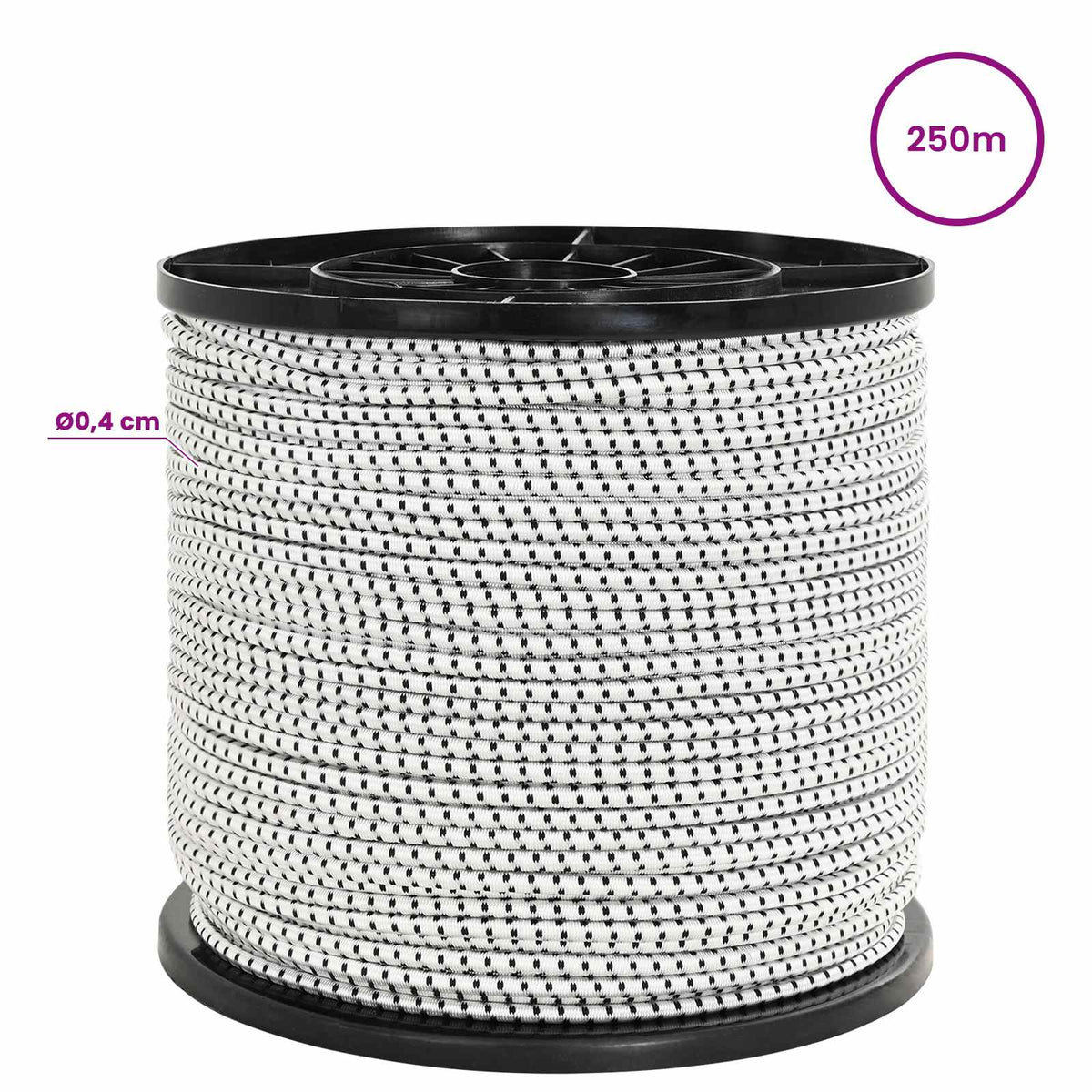 Bungee Cords 4 mm Black and White PP and Rubber