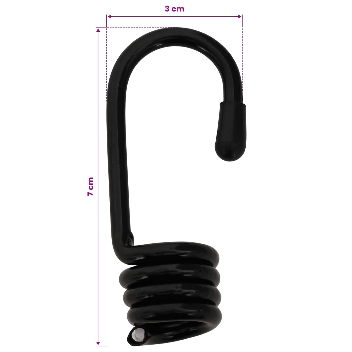 Bungee Cords with Hooks 8 mm Black and White PP and Rubber
