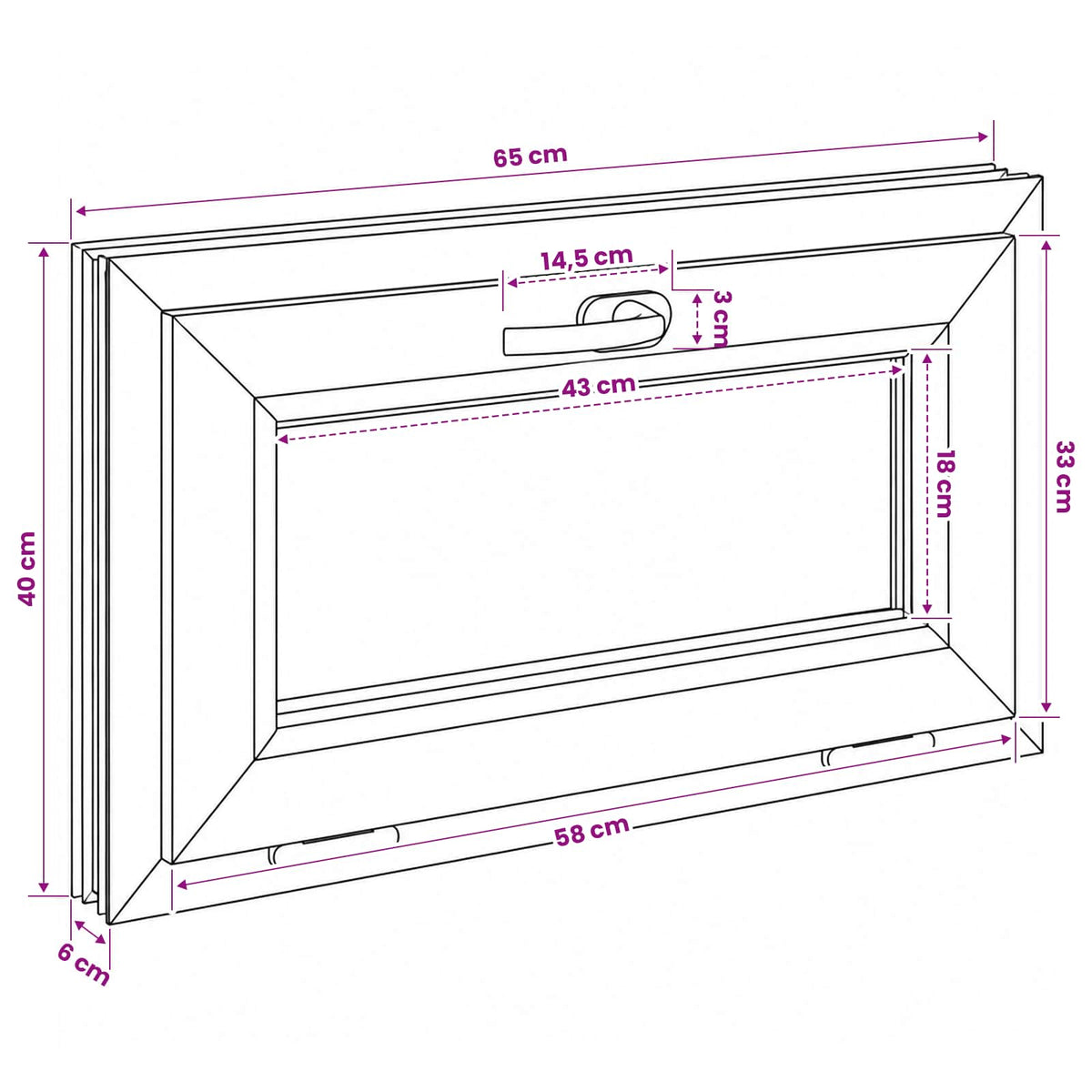 Basement Window Internal Colour White RISOR 65 x 40 cm
