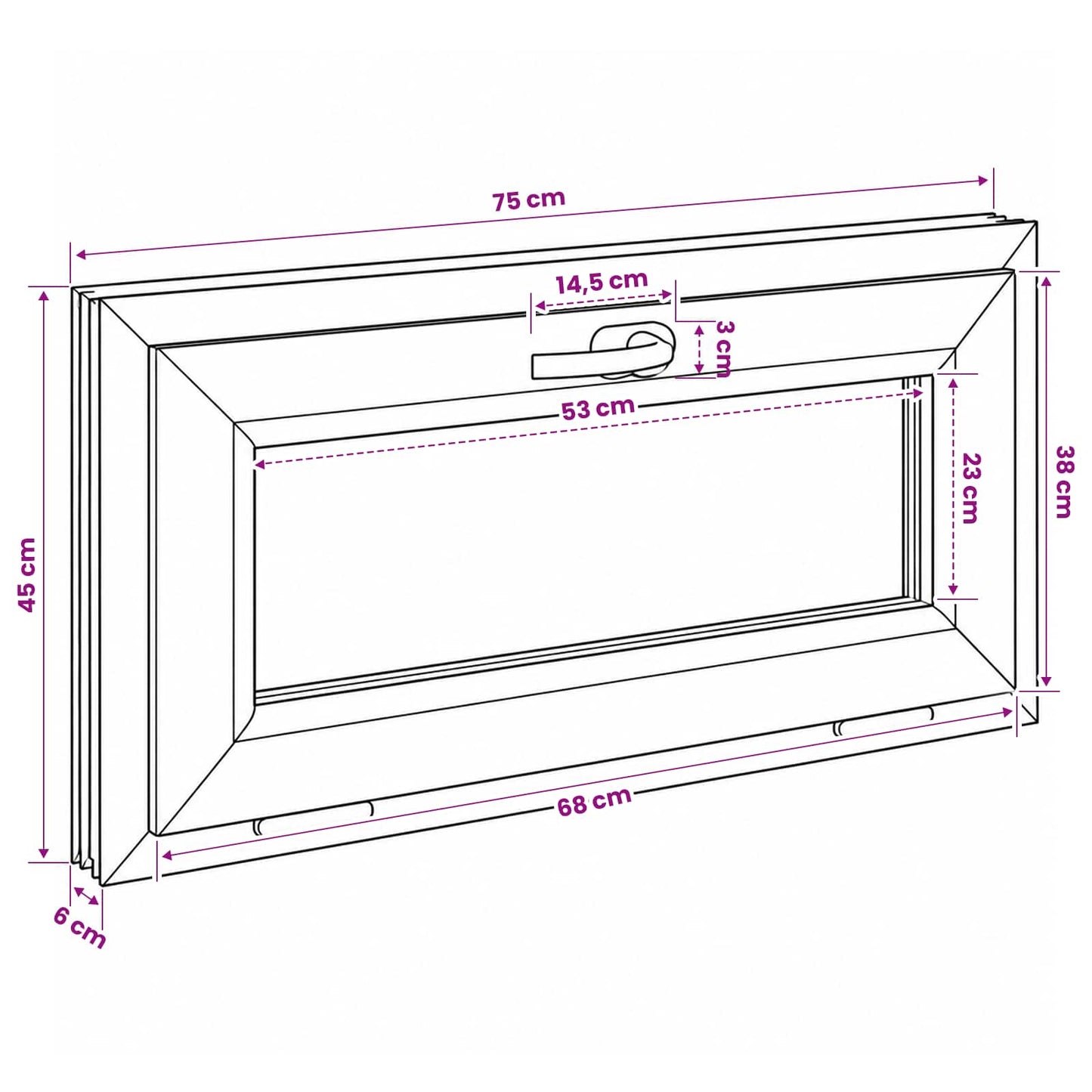Basement Window Internal Colour White RISOR 75 x 45 cm