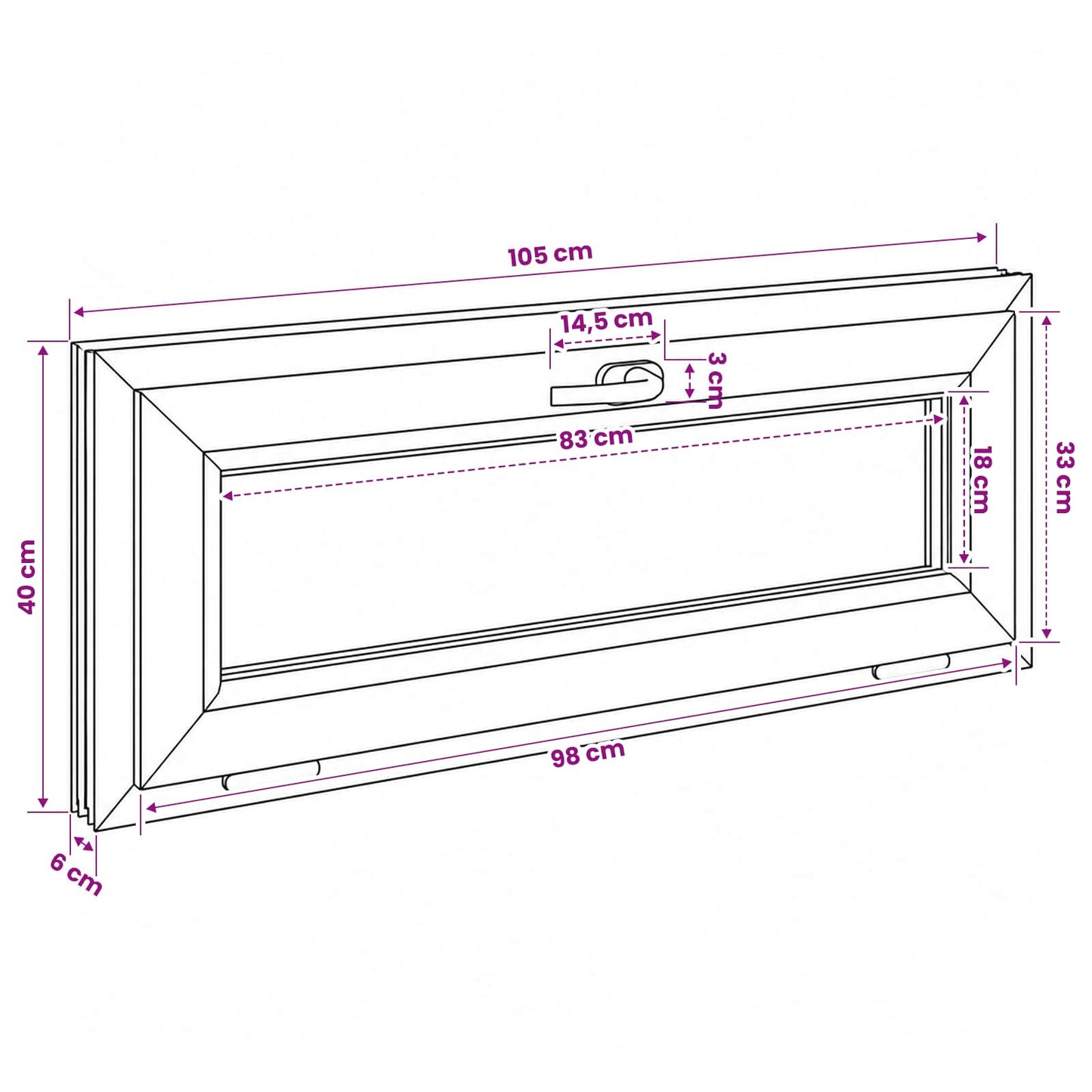 Basement Window Internal Colour White RISOR 105 x 40 cm