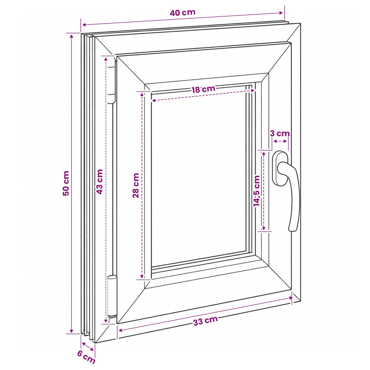 Basement Window Internal Colour White RISOR 40 x 50 cm
