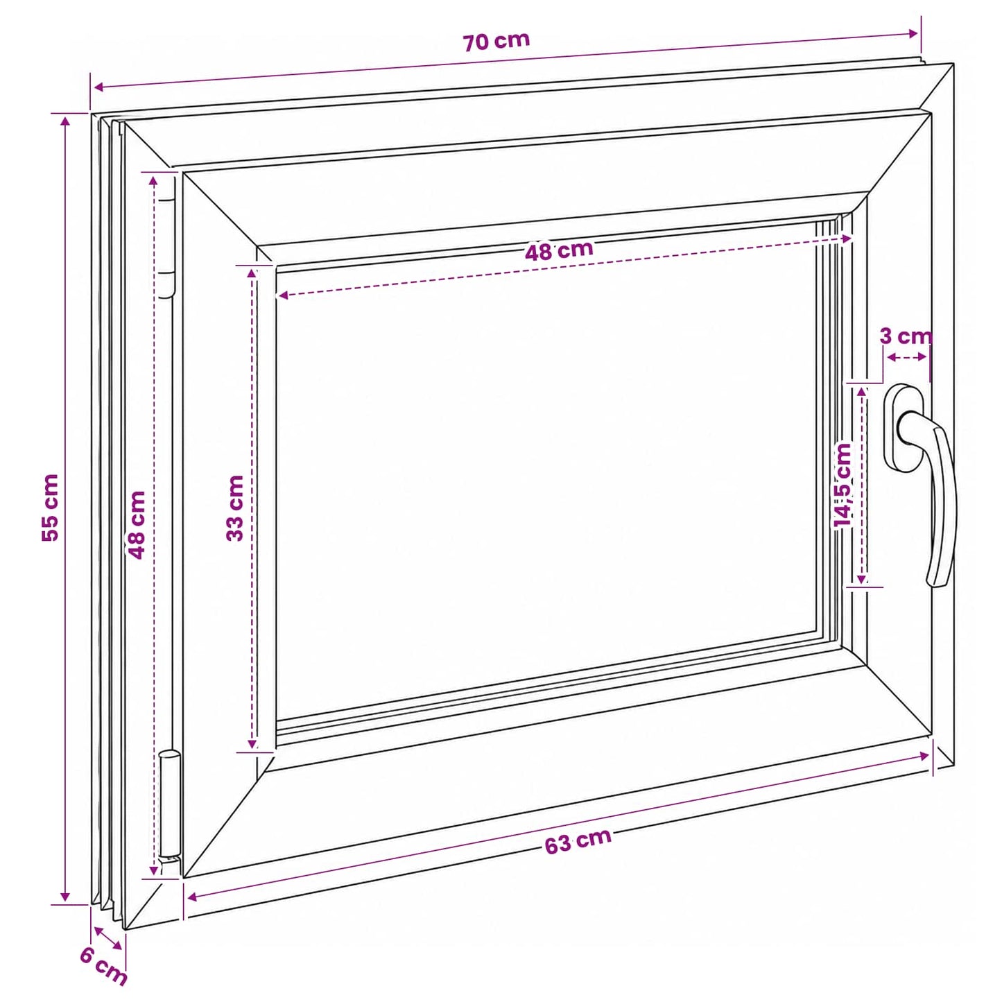 Basement Window RISOR 70 x 55 cm PVC and Glass