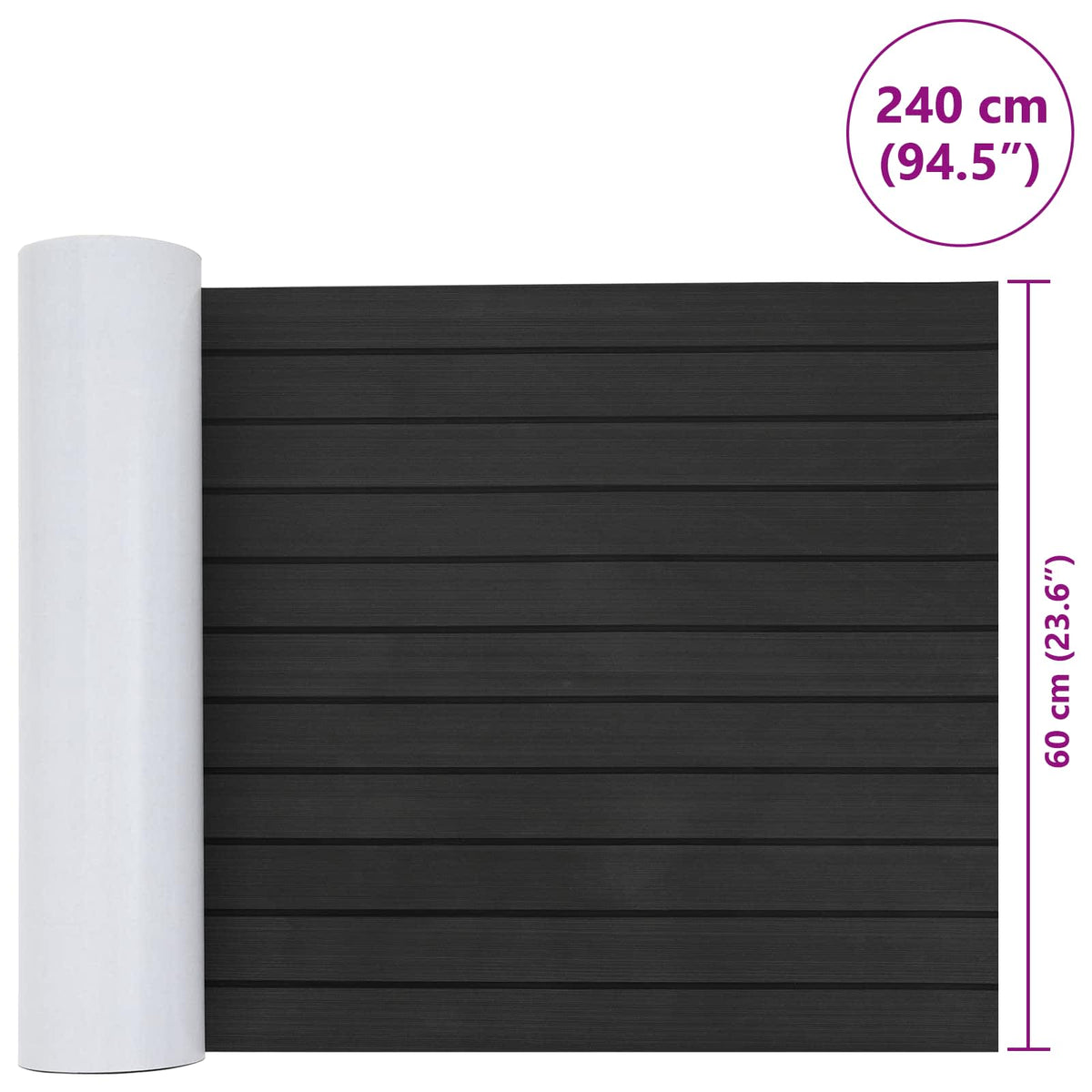 Boat Mat Striped Dark Grey and Black 240 x 60 cm EVA