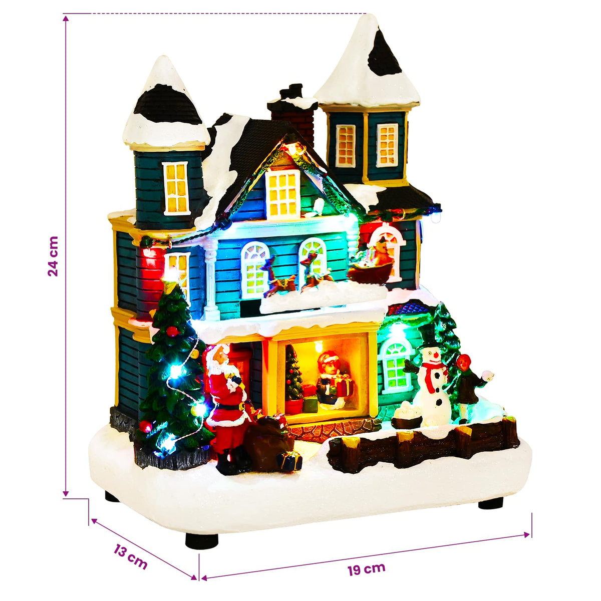 Christmas Village Scene with Sleigh SALO 19 x 13 x 24 cm Resin