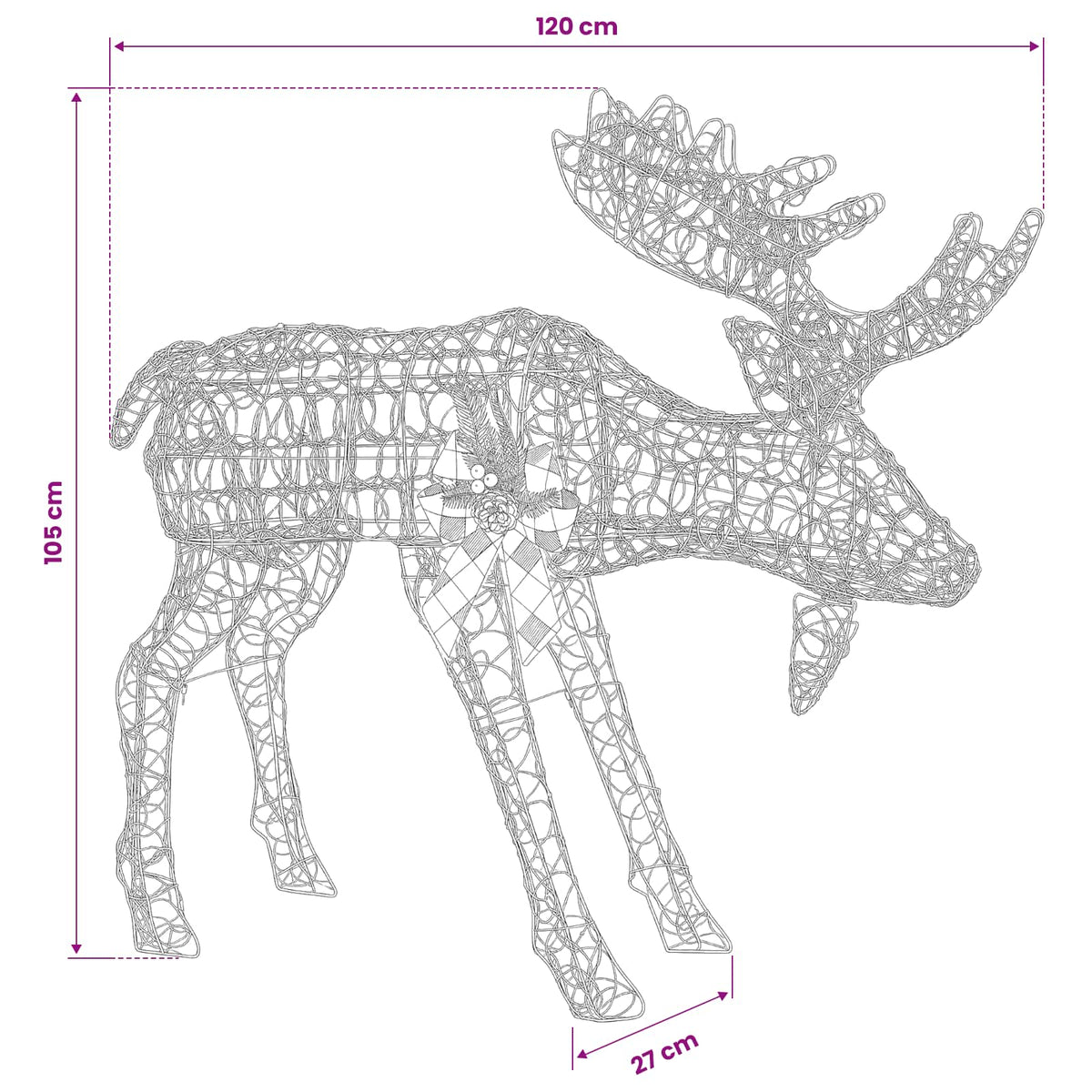 Moose Christmas Decoration 170 LEDs Warm White