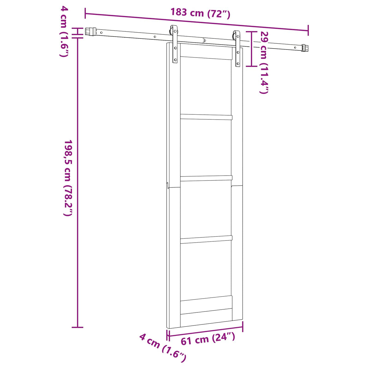 Sliding Door 61 x 198.5 cm Engineered Wood White and Black