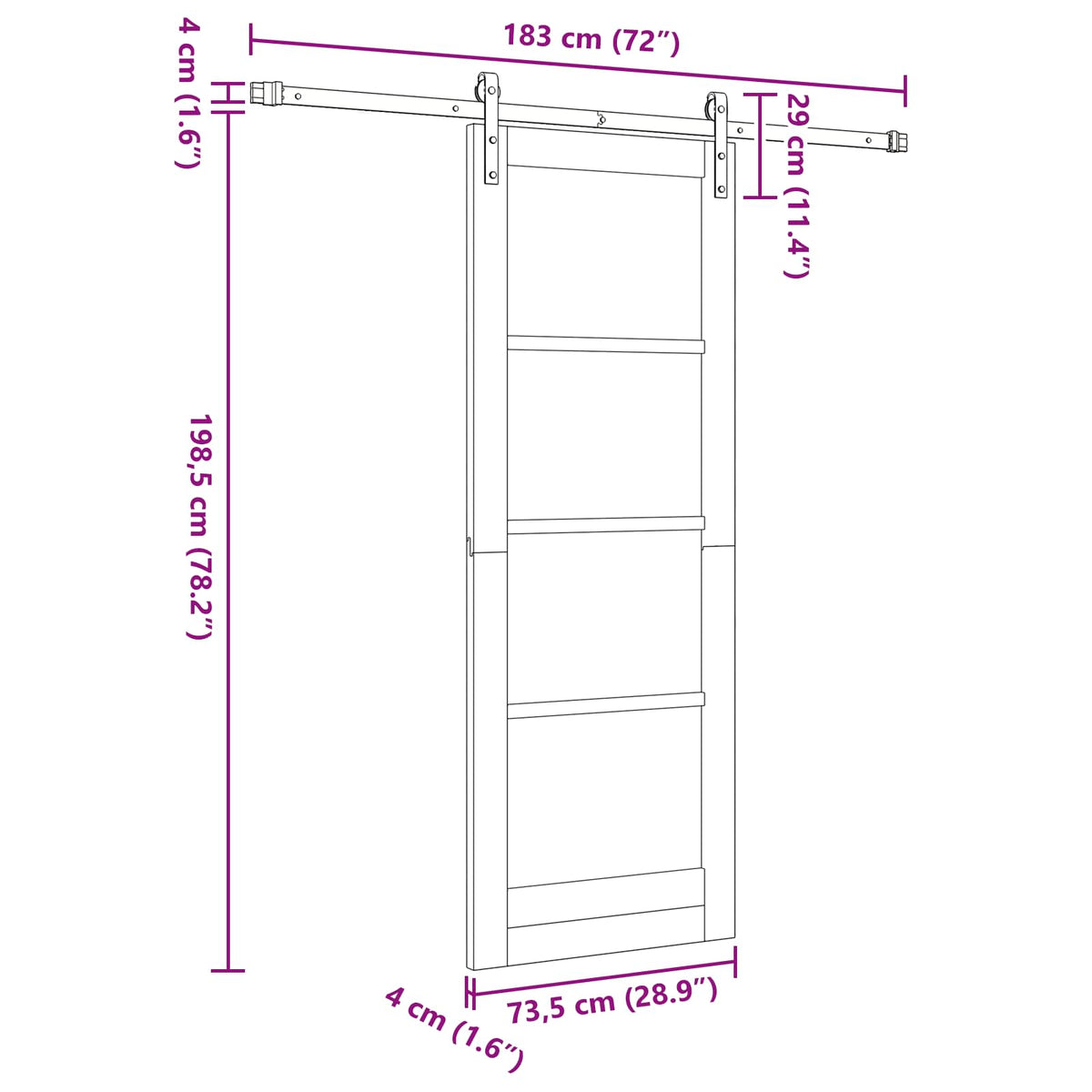 Sliding Door 73.5 x 198.5 cm Engineered Wood White and Black