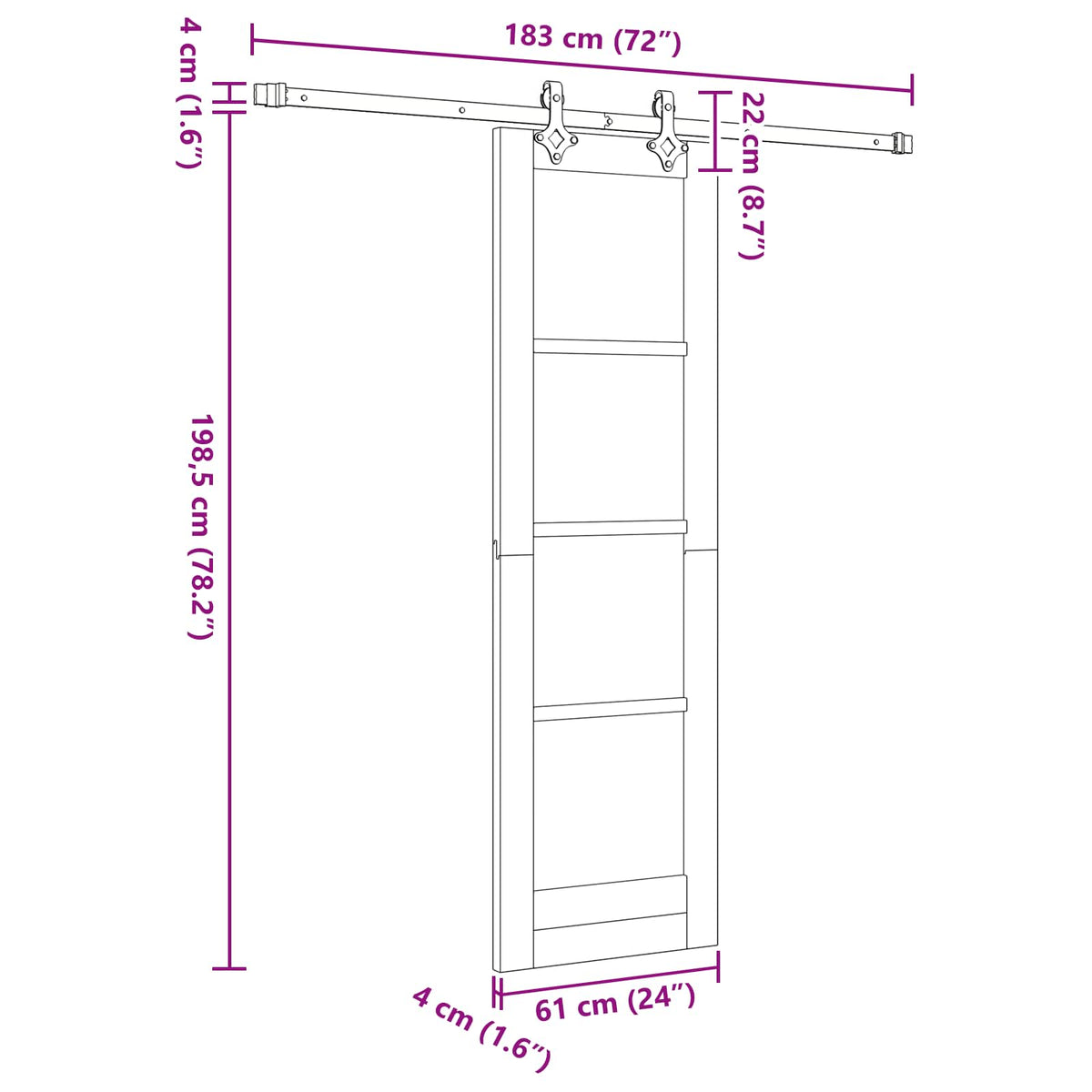 Sliding Door 61 x 198.5 cm Engineered Wood White