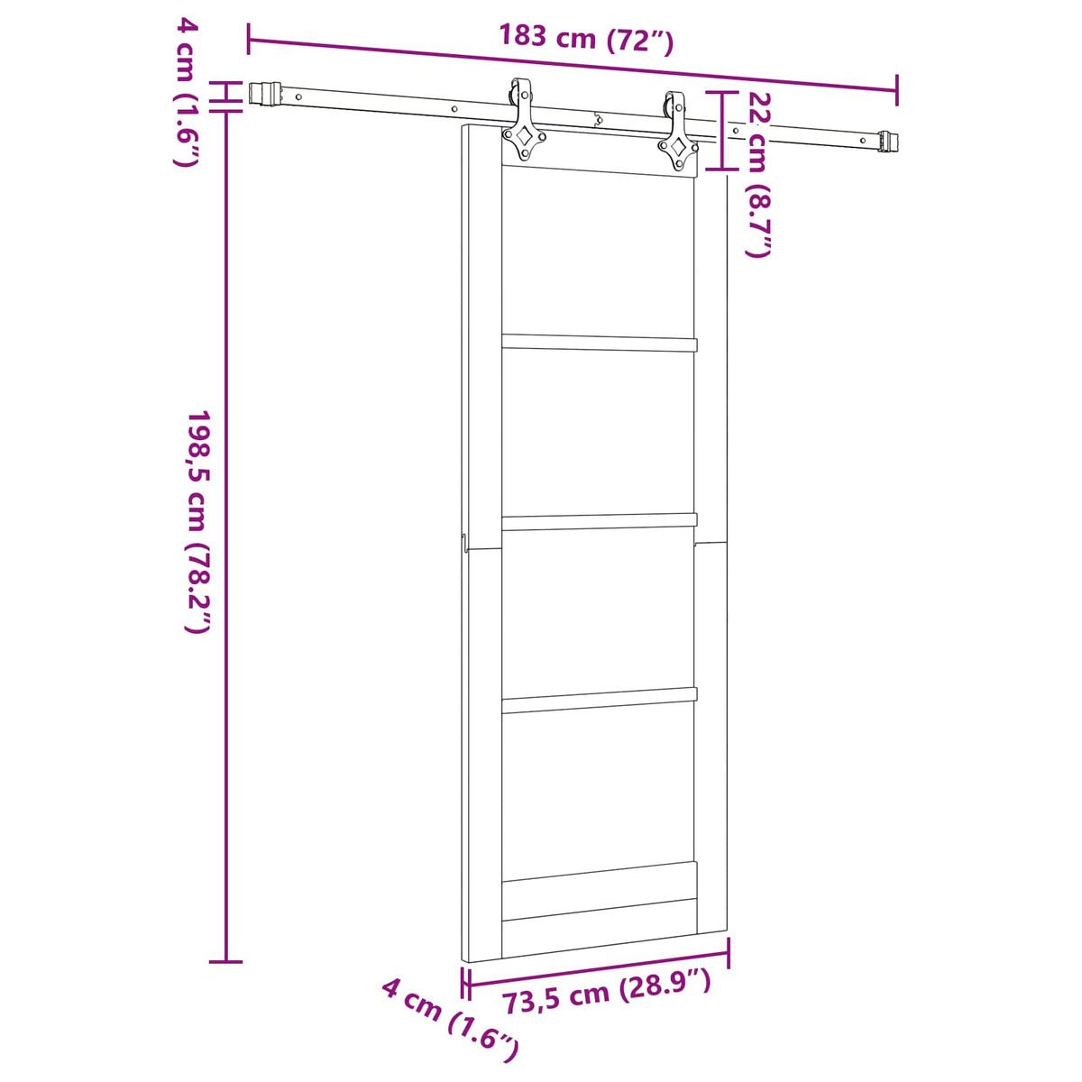 Sliding Door 73.5 x 198.5 cm Engineered Wood White