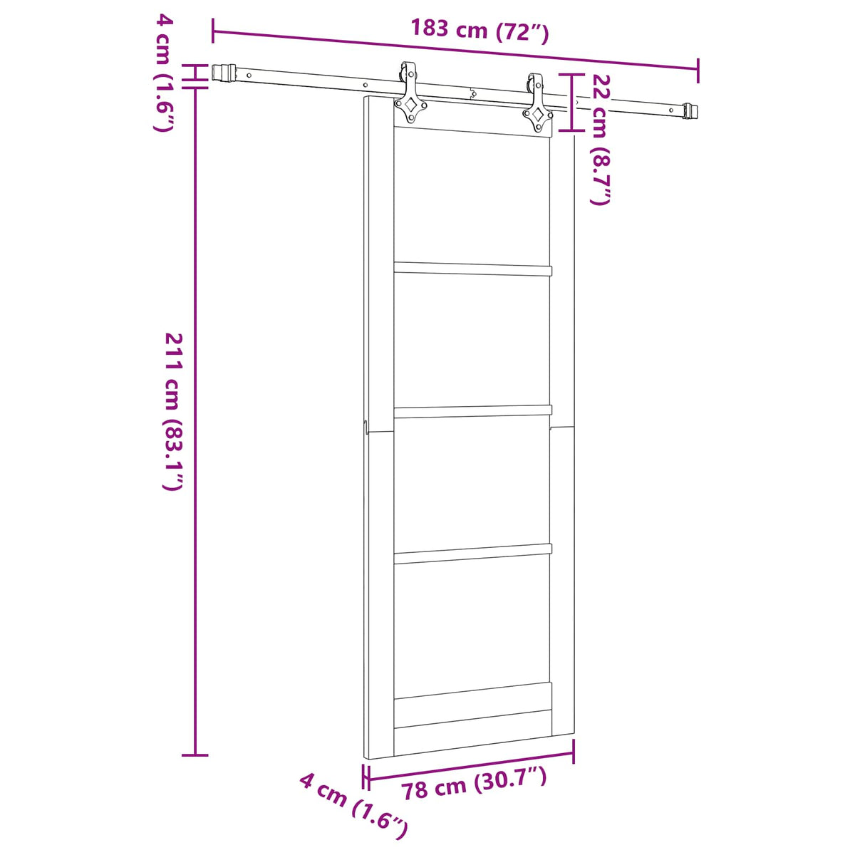 Sliding Door 78 x 211 cm Engineered Wood White