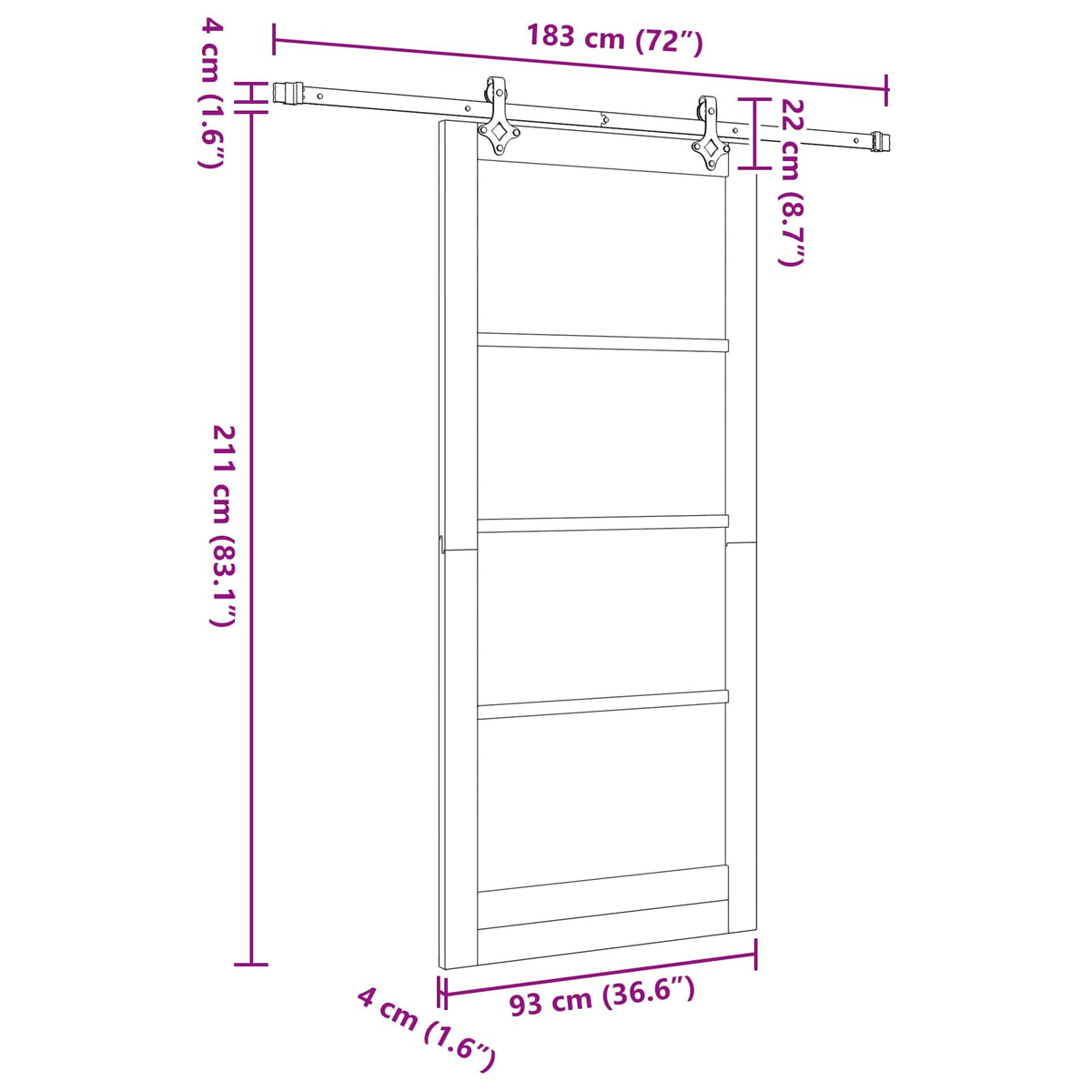 Sliding Door 93 x 211 cm Engineered Wood Natural and White