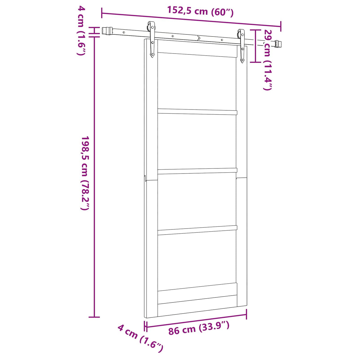 Sliding Door ORKDAL 86 x 198.5 cm Engineered Wood