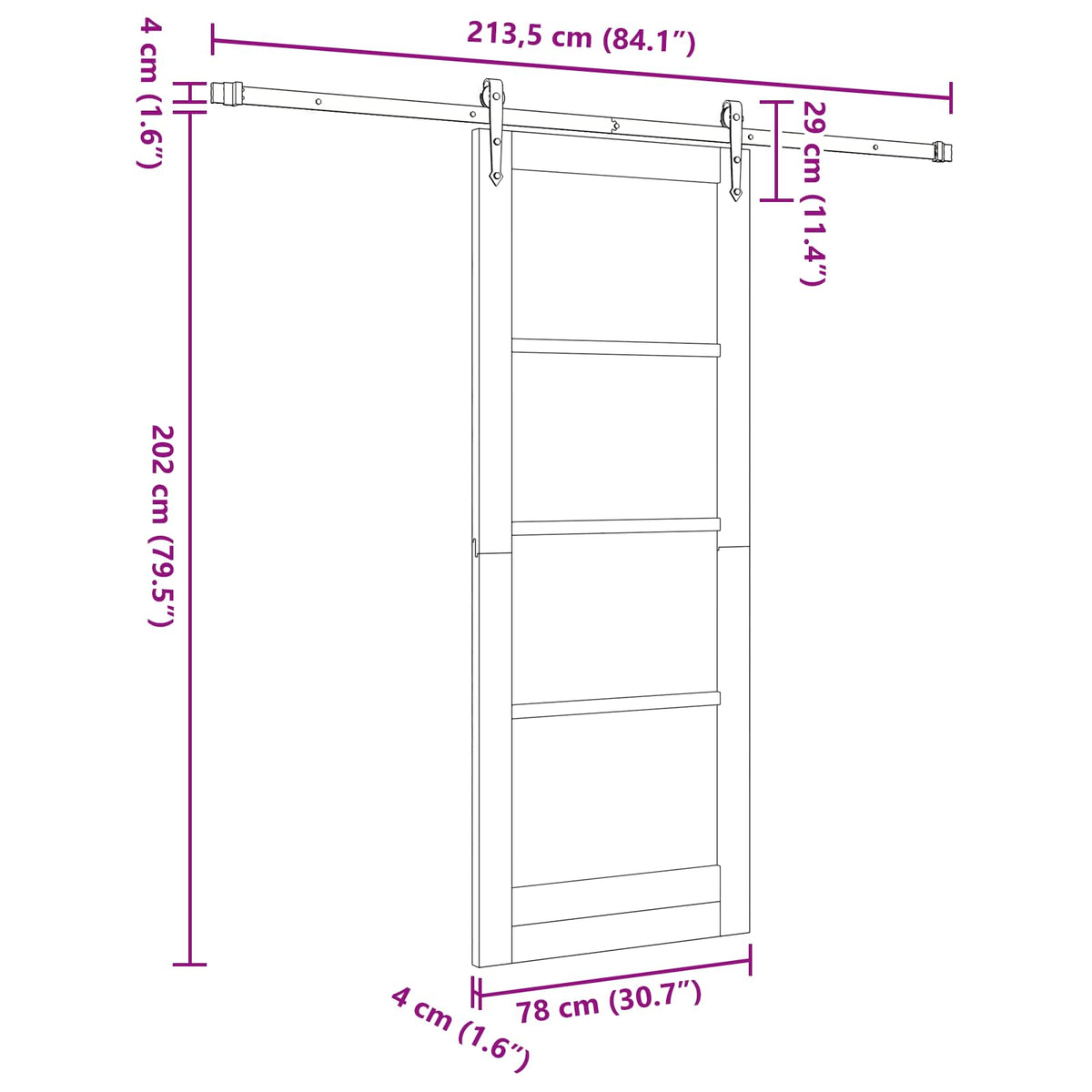 Sliding Door ORKDAL 78 x 202 cm Engineered Wood White and Black