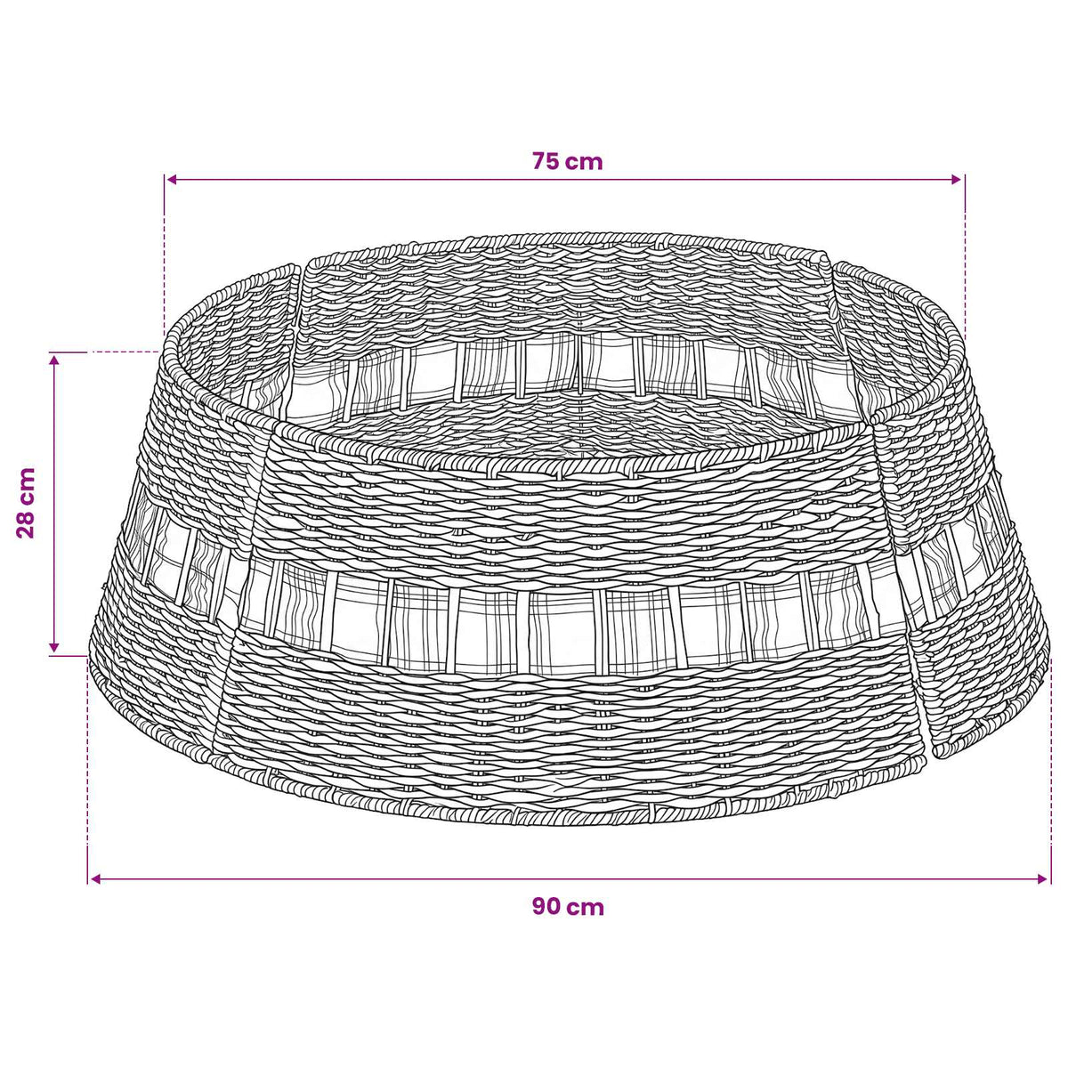 Christmas Tree Collar Round Natural Dia. 90 x 28 cm Seagrass