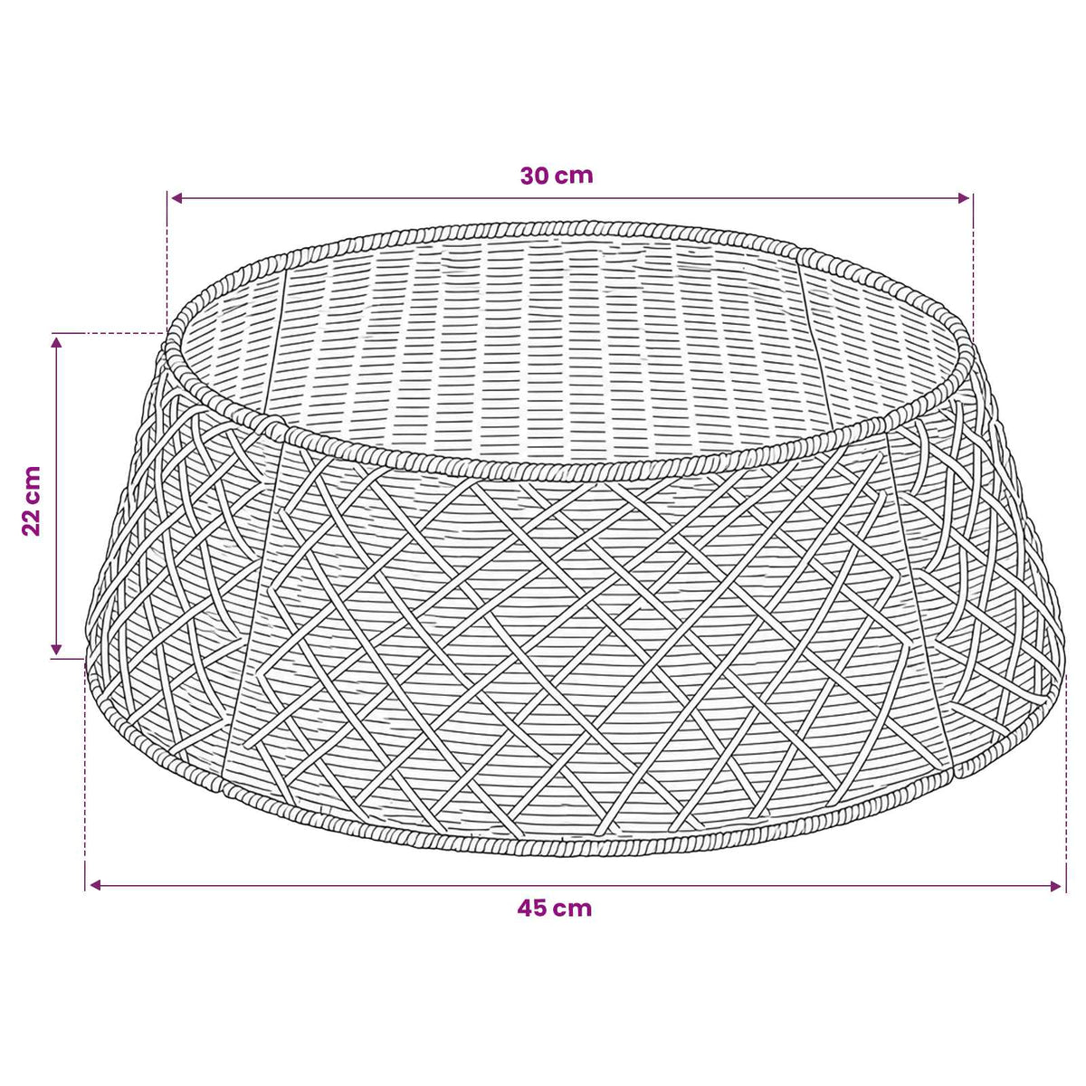 Christmas Tree Collar Round Natural Dia. 45 x 22 cm Seagrass