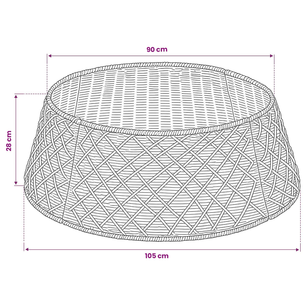 Christmas Tree Collar Round Natural Dia. 105 x 28 cm Seagrass