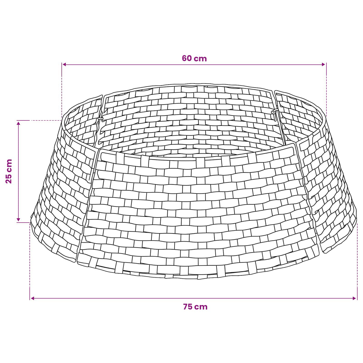 Christmas Tree Collar Round Dark Brown Dia. 75 x 25 cm