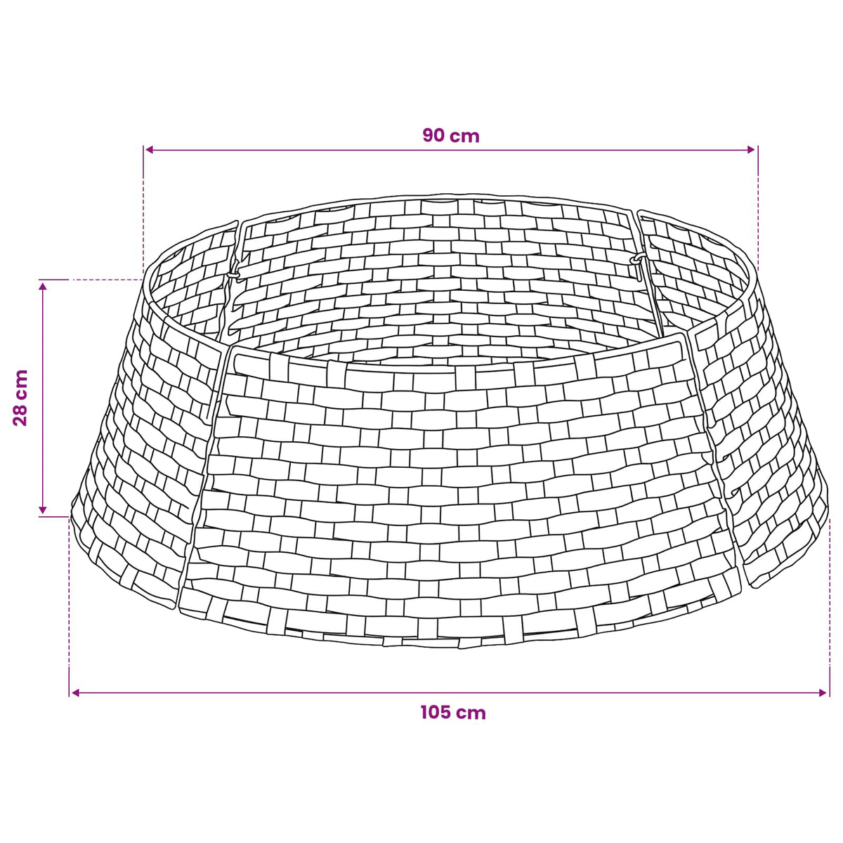 Christmas Tree Collar Round Light Brown Dia. 105 x 28 cm