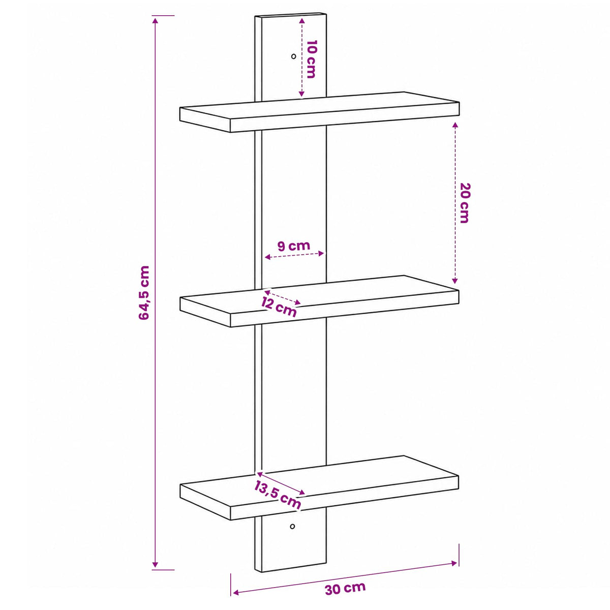 Wall Shelf Old Wood 30 x 13.5 x 64.5 cm Engineered Wood