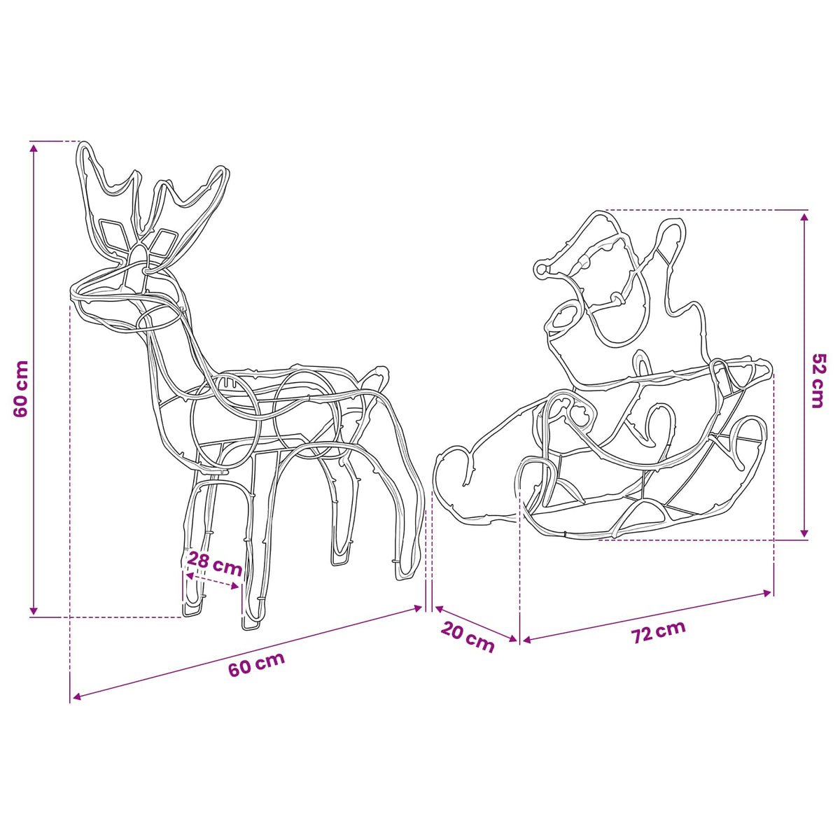 Reindeer and Sleigh Christmas Decoration LOVIISA 320 LEDs Blue