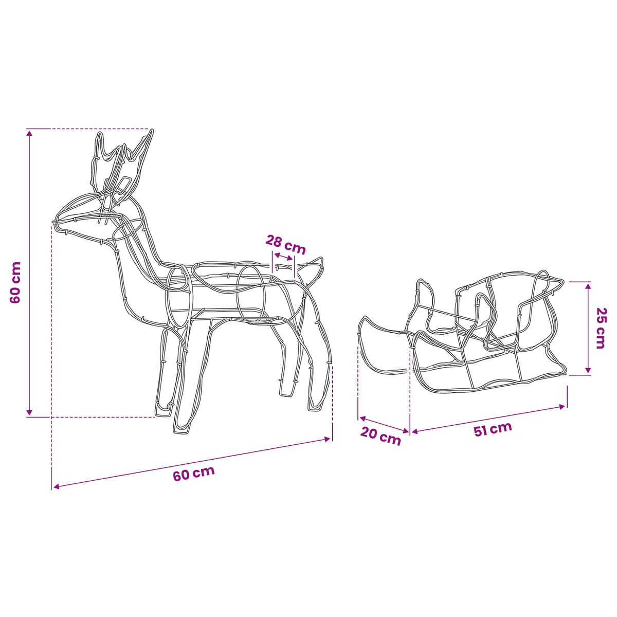 Reindeer and Sleigh Christmas Decoration LOVIISA 240 LEDs Blue