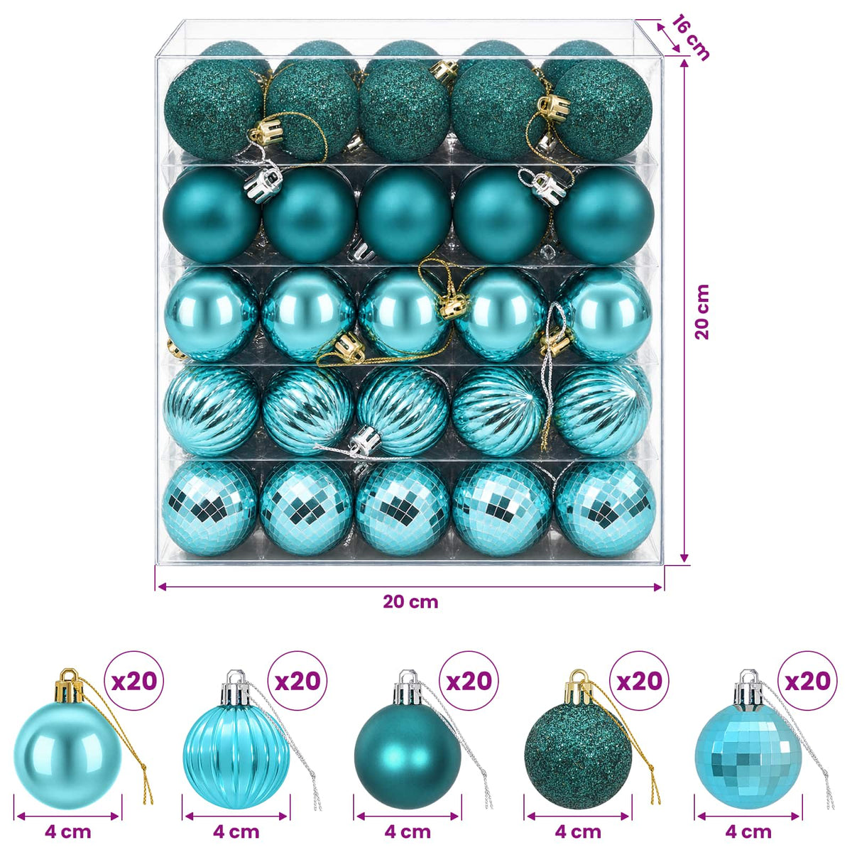 Christmas Ball Set 100 pcs Green 4 cm Polystyrene