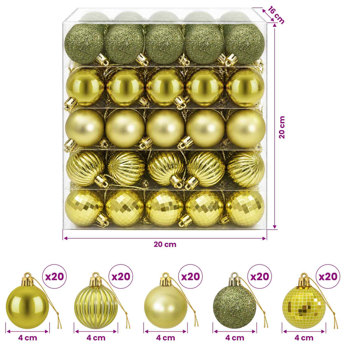 Christmas Ball Set 100 pcs Light Green 4 cm Polystyrene