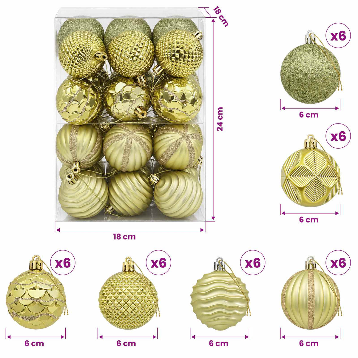 Christmas Ball Set 36 pcs Light Green 6 cm Polystyrene