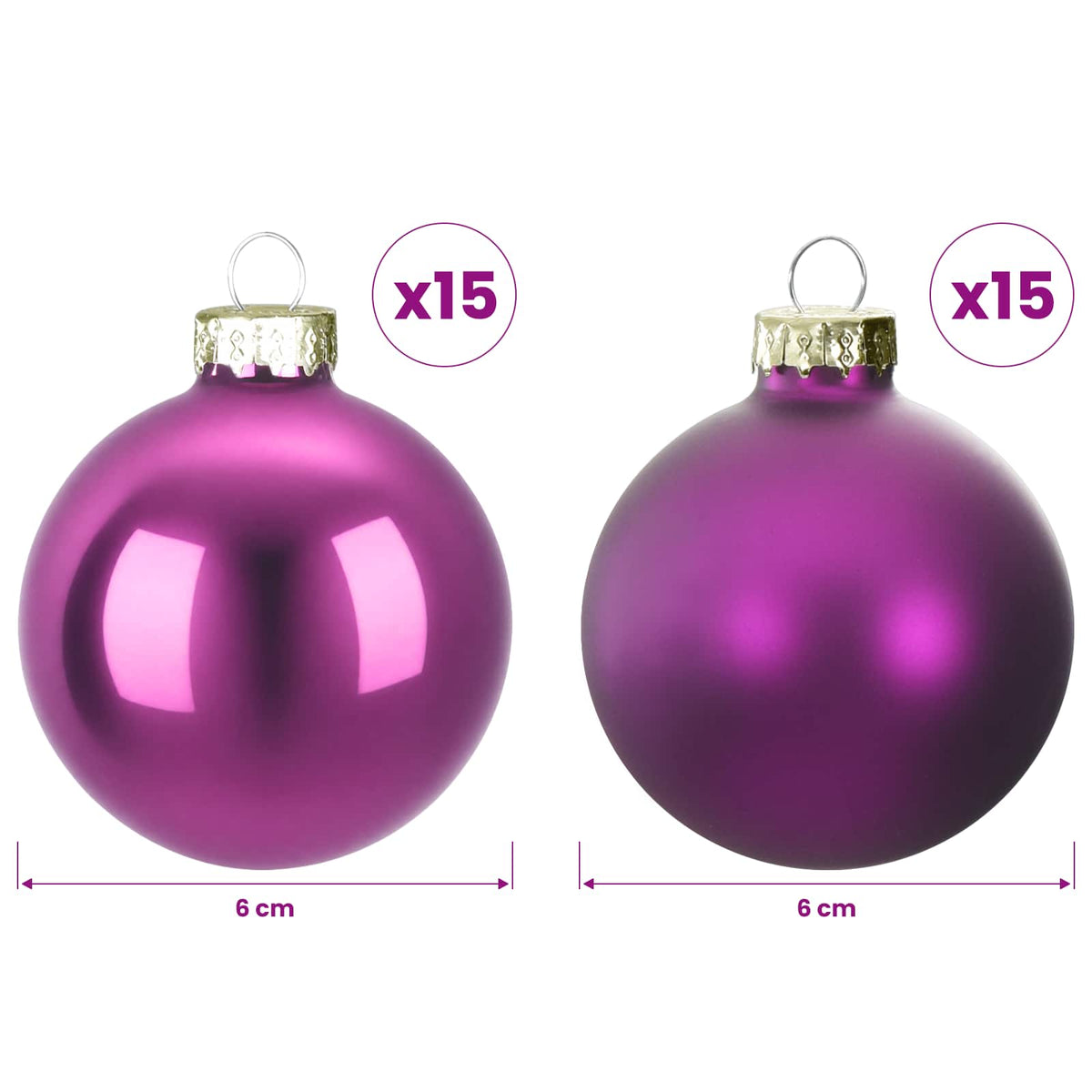 Christmas Ball Set 30 pcs Lilac 6 cm Polystyrene