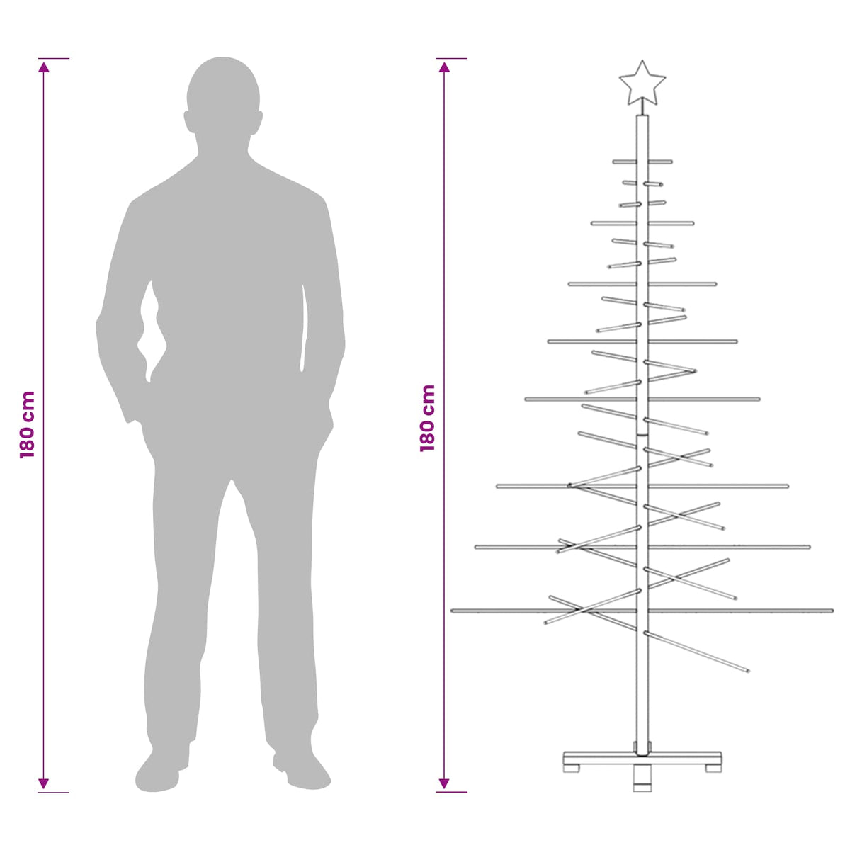 Wooden Christmas Tree 180 cm Bamboo and Solid Pine Wood