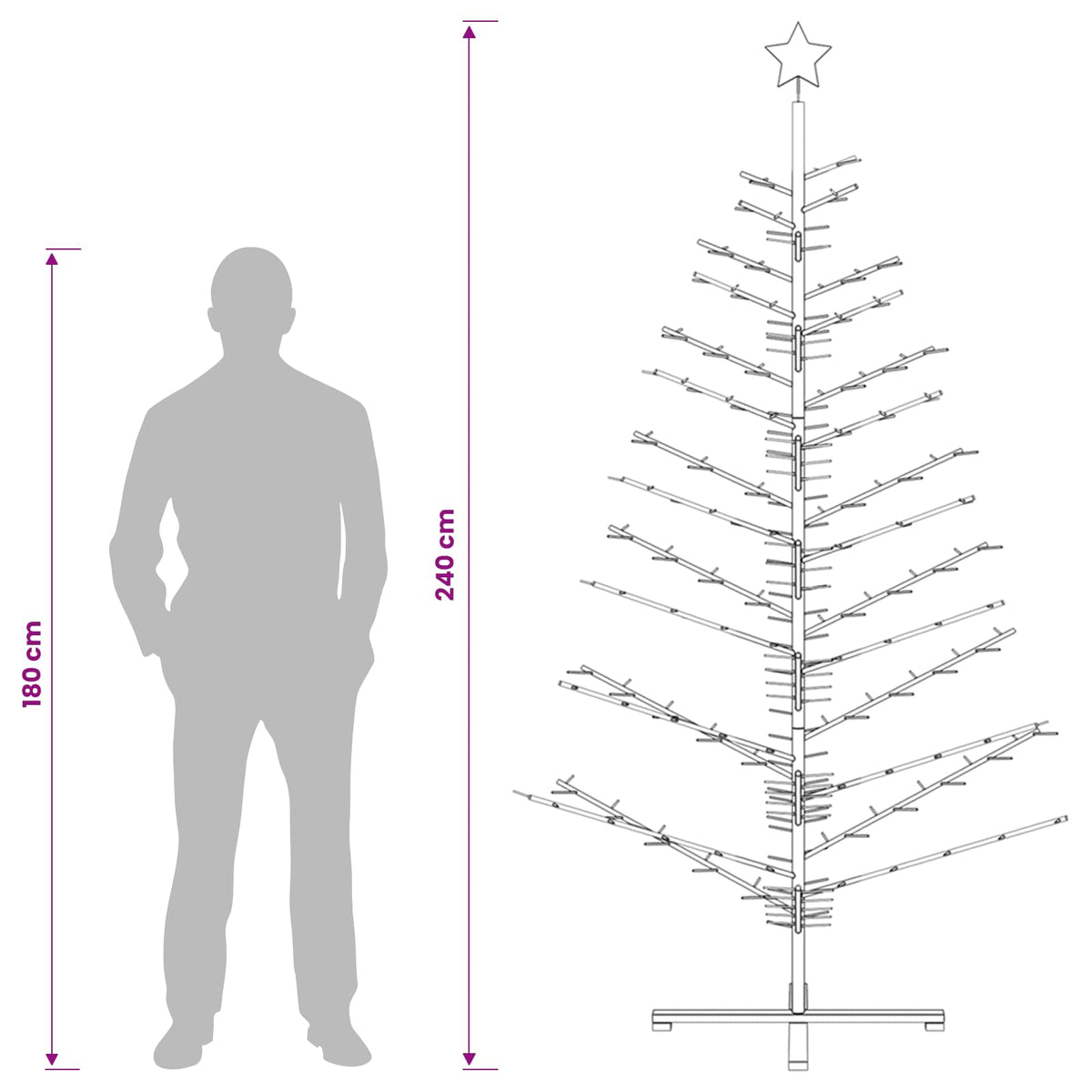 Wooden Christmas Tree 240 cm Bamboo and Solid Pine Wood Brown