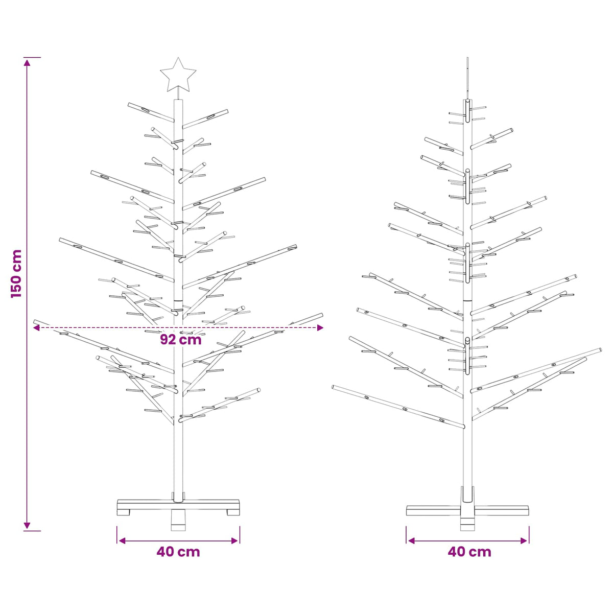 Wooden Christmas Tree 150 cm Bamboo and Solid Pine Wood