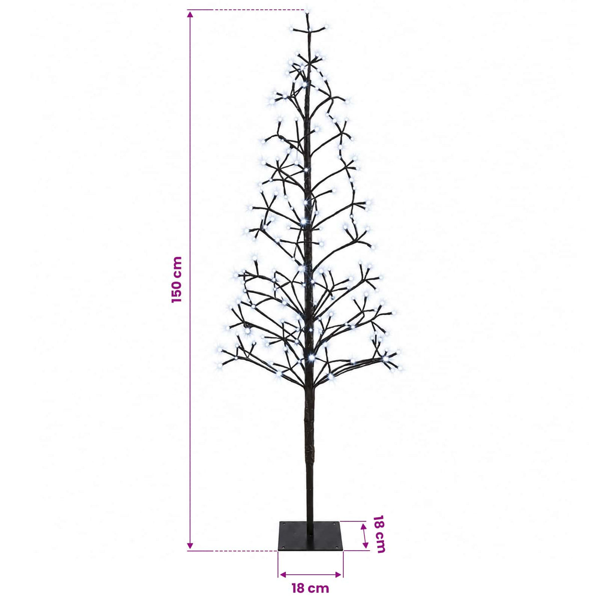 LED String Christmas Tree Black 18 x 18 x 150 cm Steel 164 LEDs