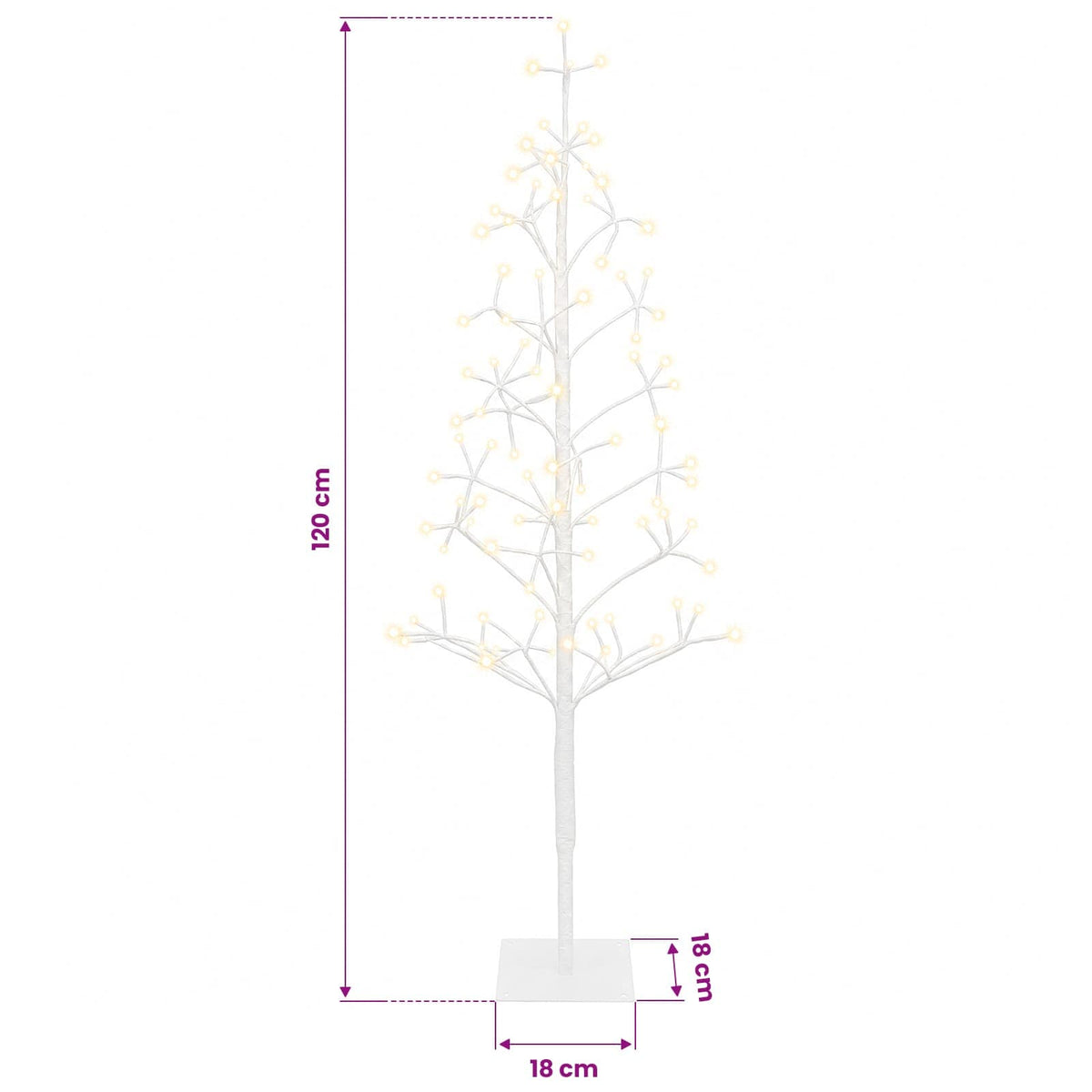 LED String Christmas Tree White 18 x 18 x 120 cm Steel 140 LEDs