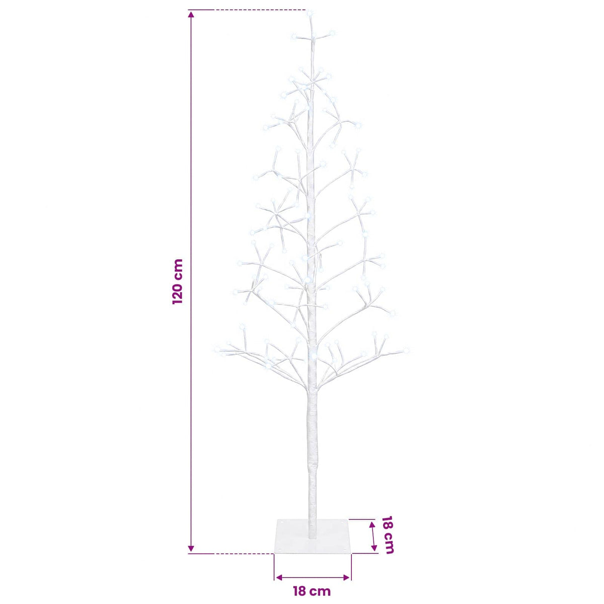 LED String Christmas Tree White 18 x 18 x 120 cm Steel 140 LEDs