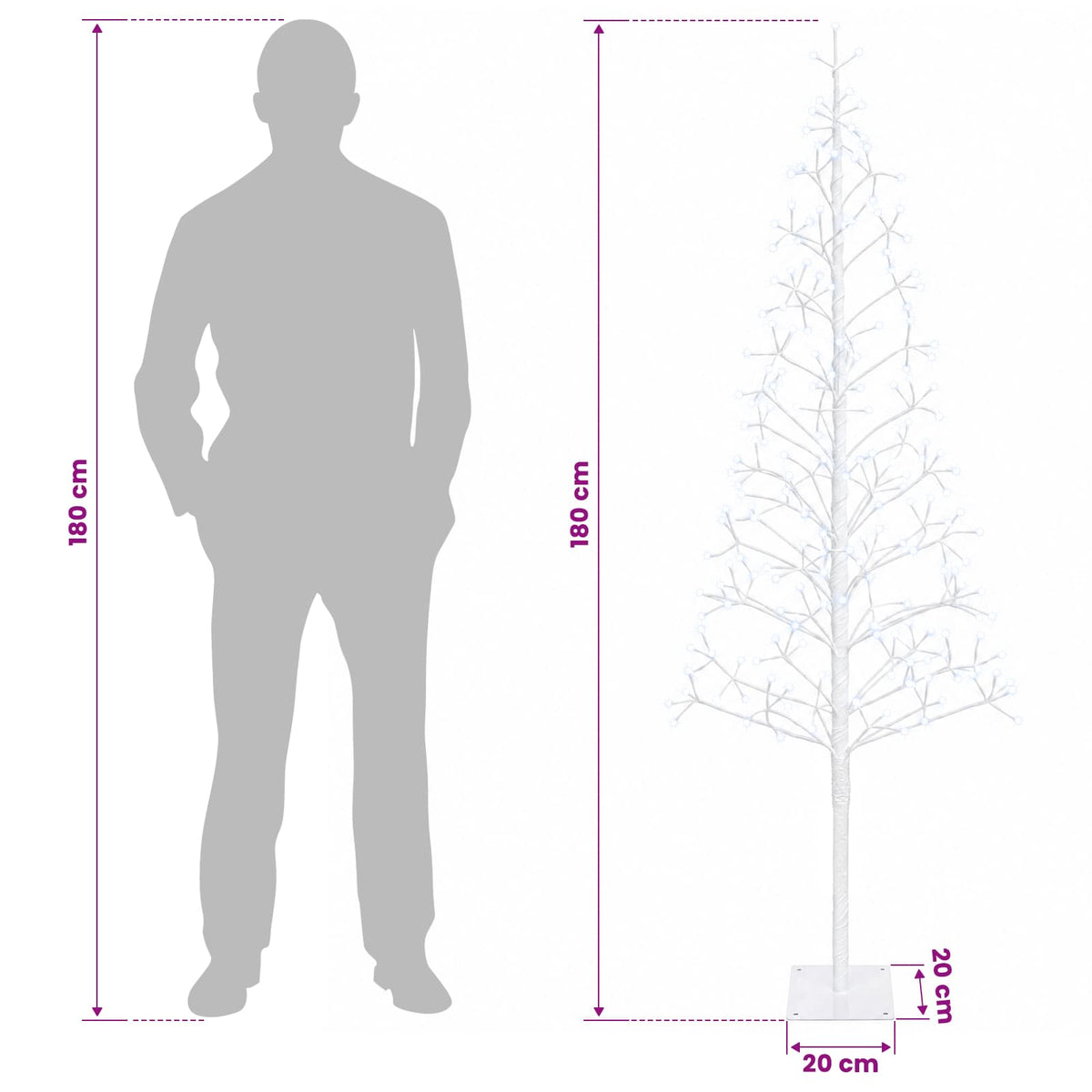 LED String Christmas Tree White 180 cm Steel 196 LEDs