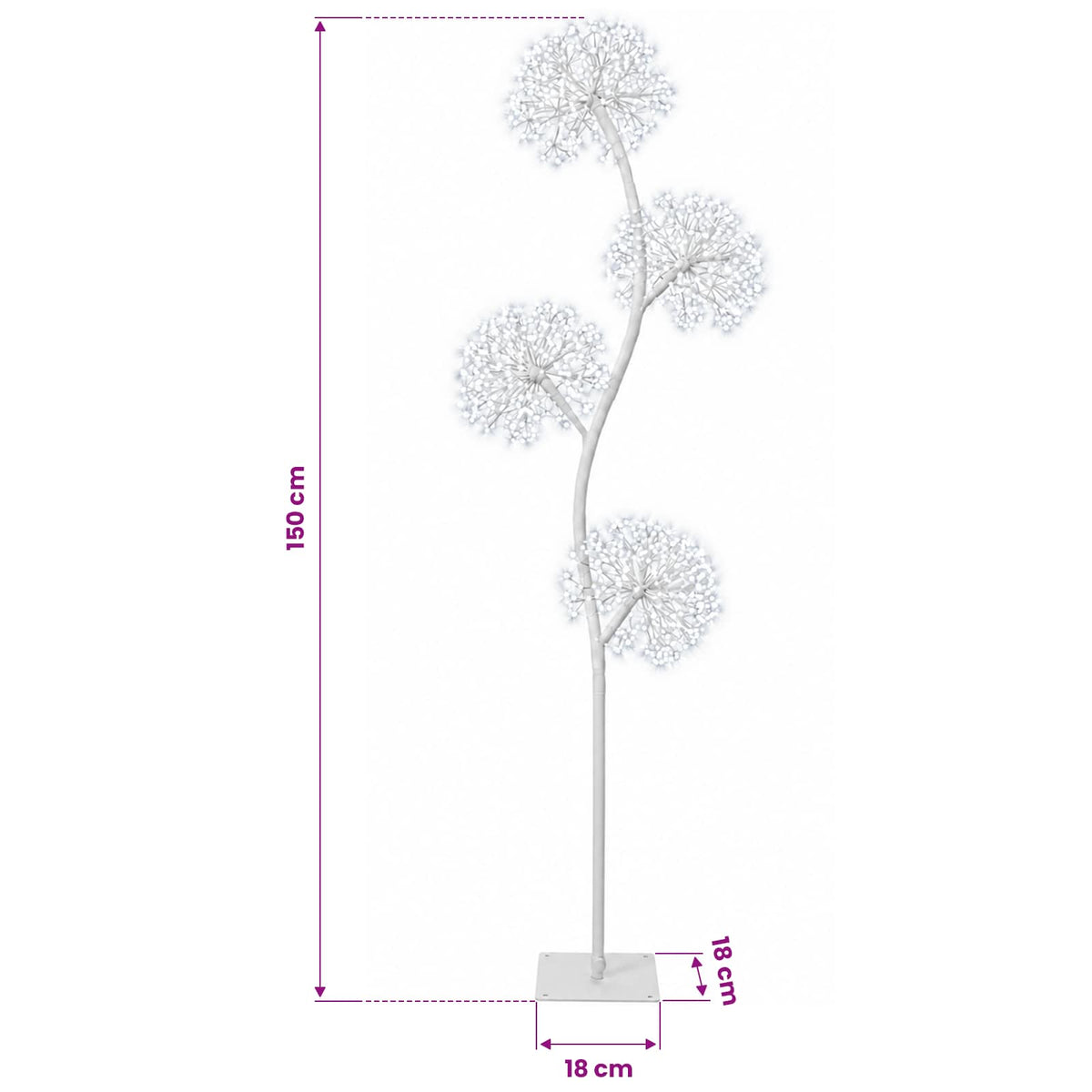 S-Shape LED Christmas Tree White 18 x 18 x 150 cm Steel