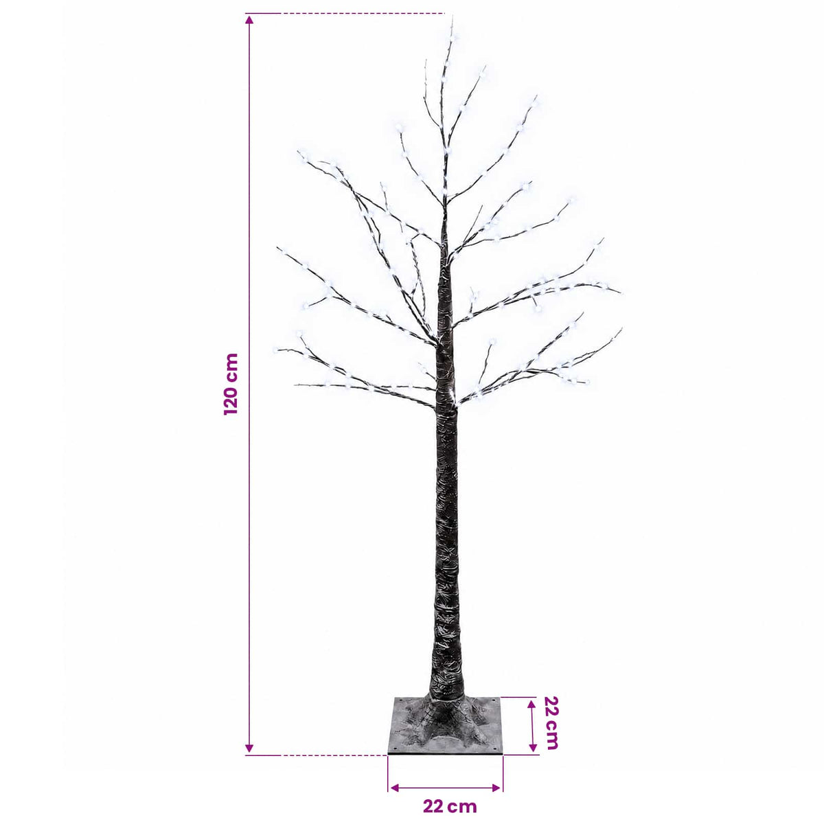 Snow-Covered LED Christmas Tree Brown 22 x 22 x 120 cm Plastic