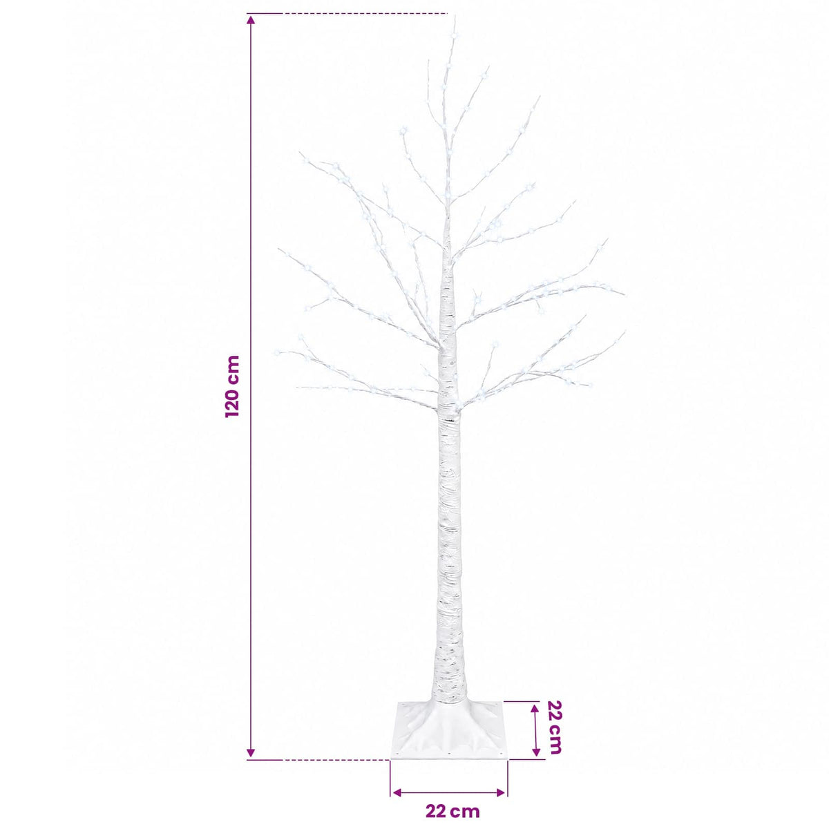 Birch Christmas Tree White 22 x 22 x 120 cm Plastic 174 LEDs