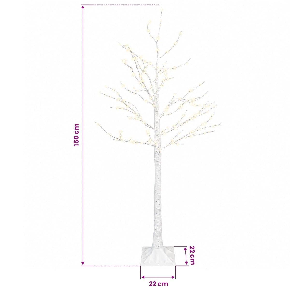Birch Christmas Tree White 22 x 22 x 150 cm Plastic 232 LEDs
