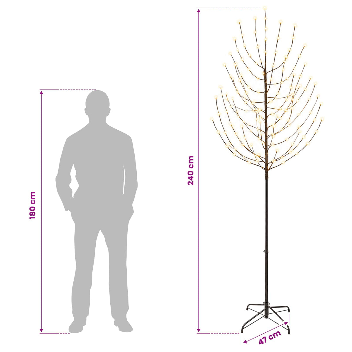LED Christmas Tree Black 47 x 240 cm Steel 220 LEDs