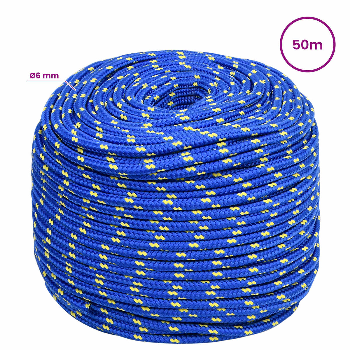 Multipurpose Utility Rope 6 mm 50 m Blue PP 240 kg Max Load