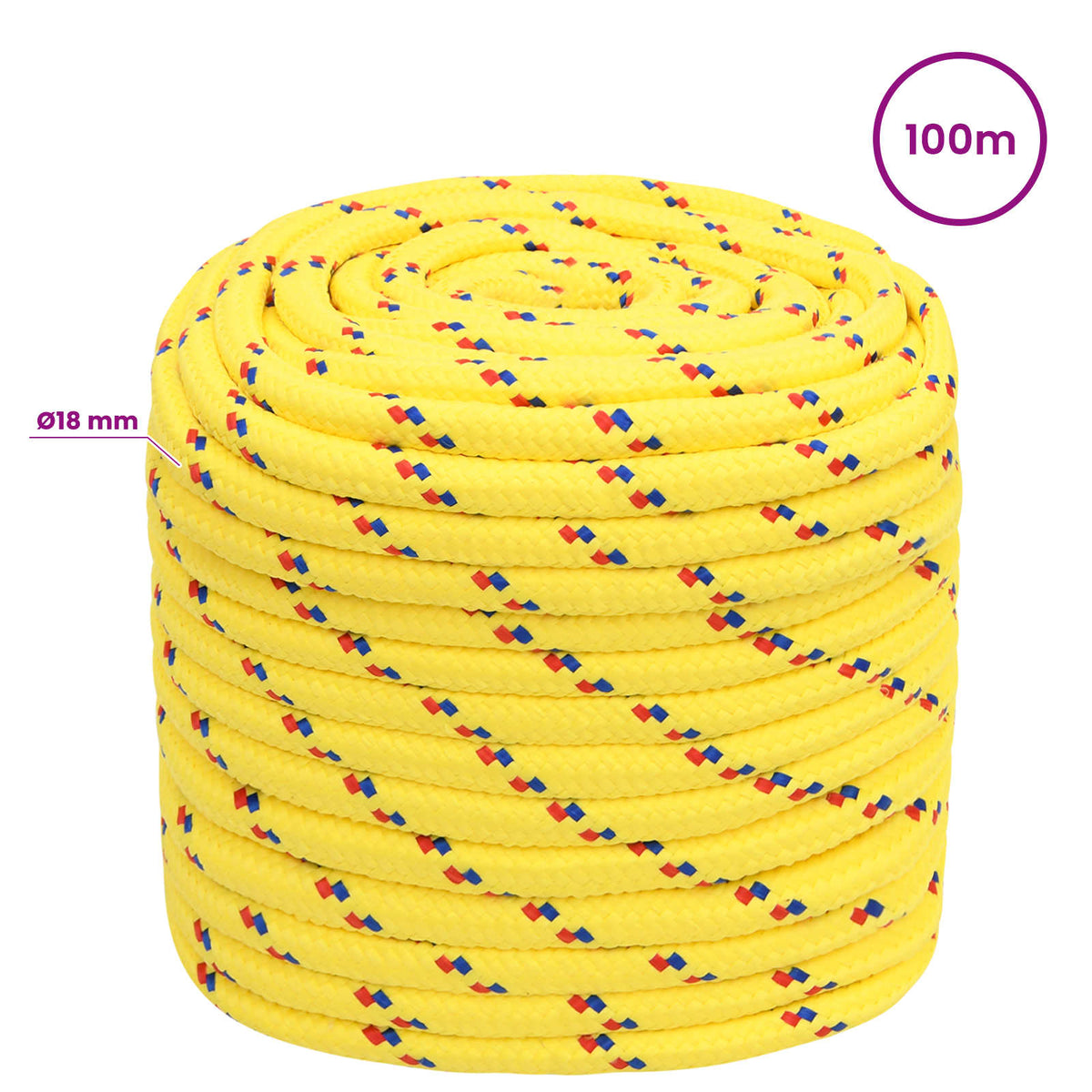 Multipurpose Utility Rope 18 mm 100 m Yellow PP