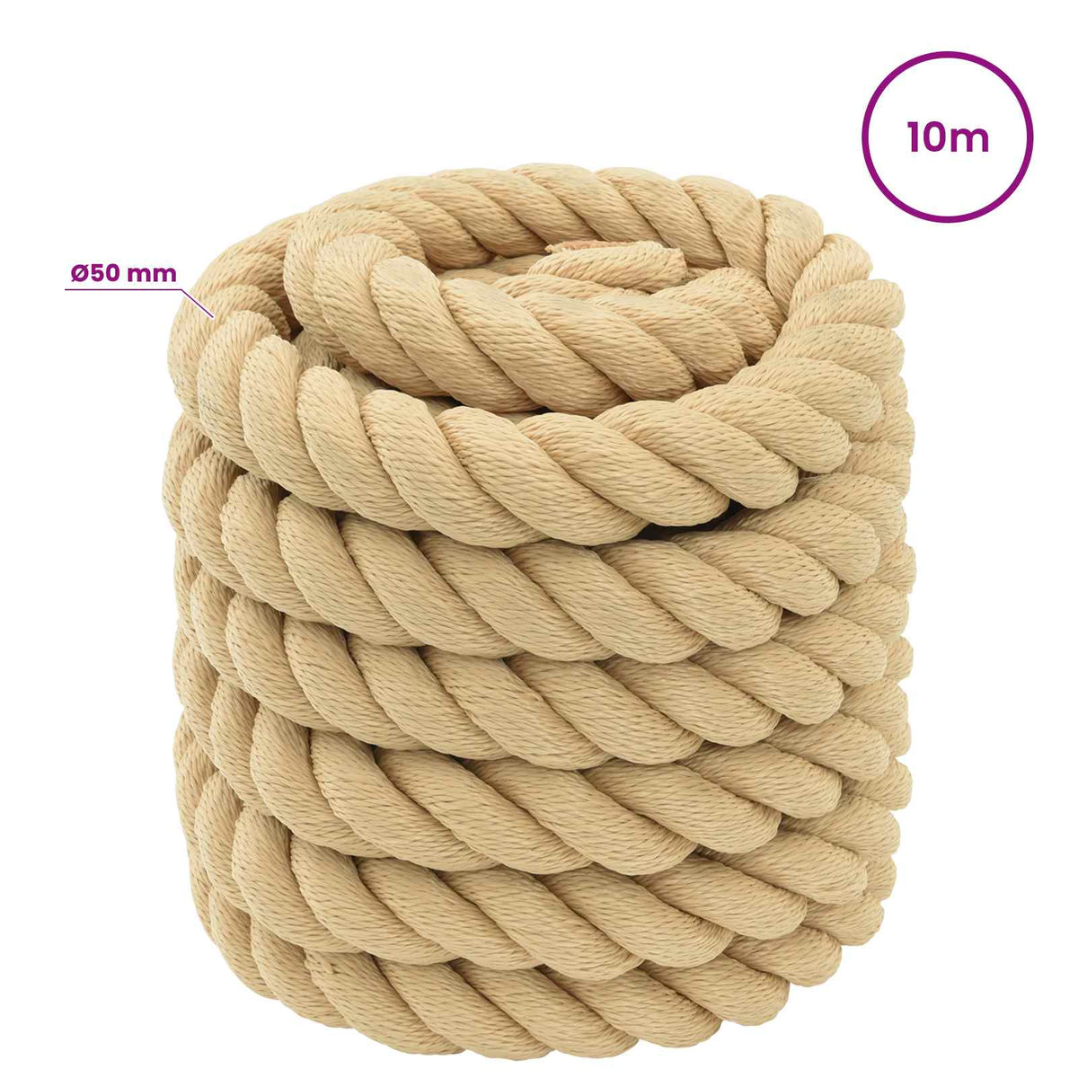 Multipurpose Utility Rope 50 mm 10 m Natural PP