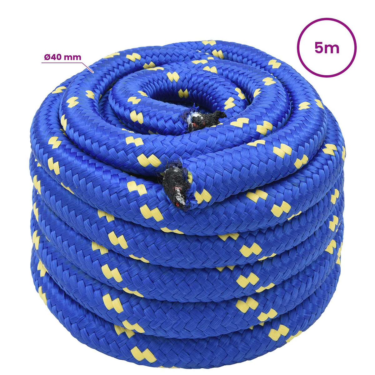 Multipurpose Utility Rope 40 mm 5 m Blue PP 9600 kg Max Load