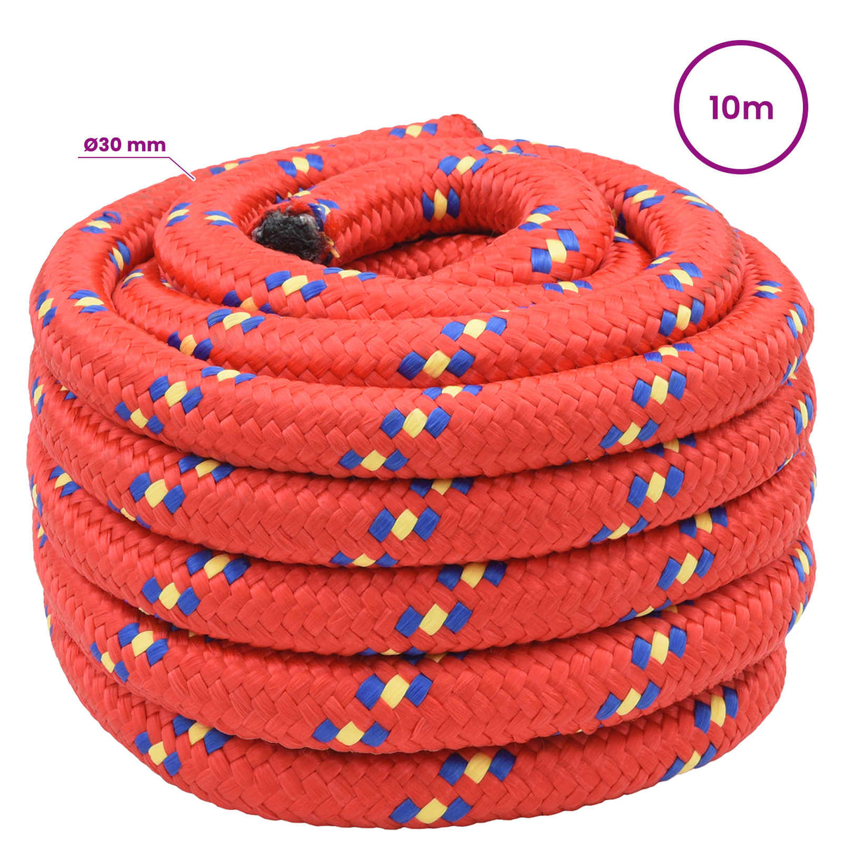 Multipurpose Utility Rope 30 mm 10 m Red PP 5400 kg Max Load