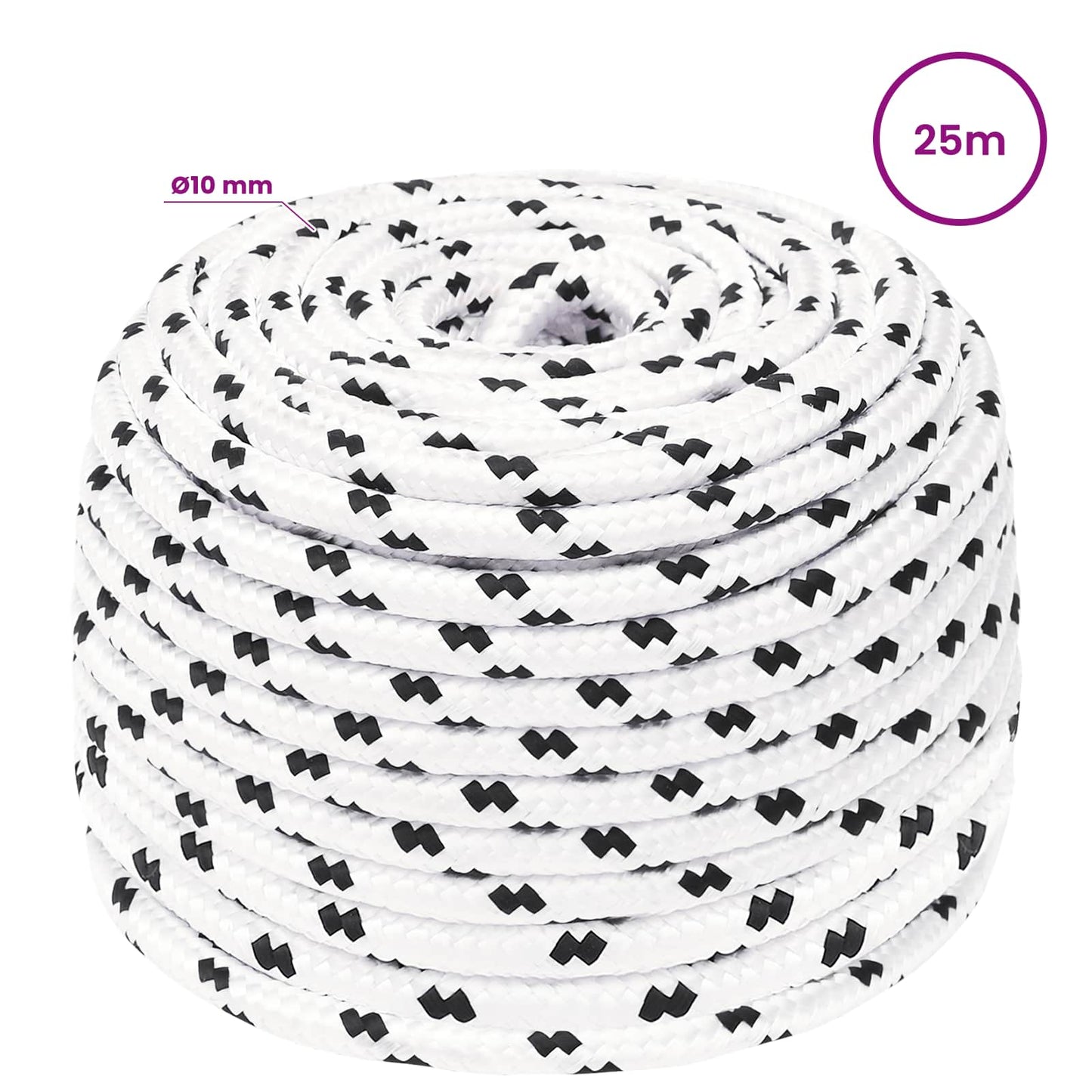 Multipurpose Utility Rope 10 mm 25 m White Polyester