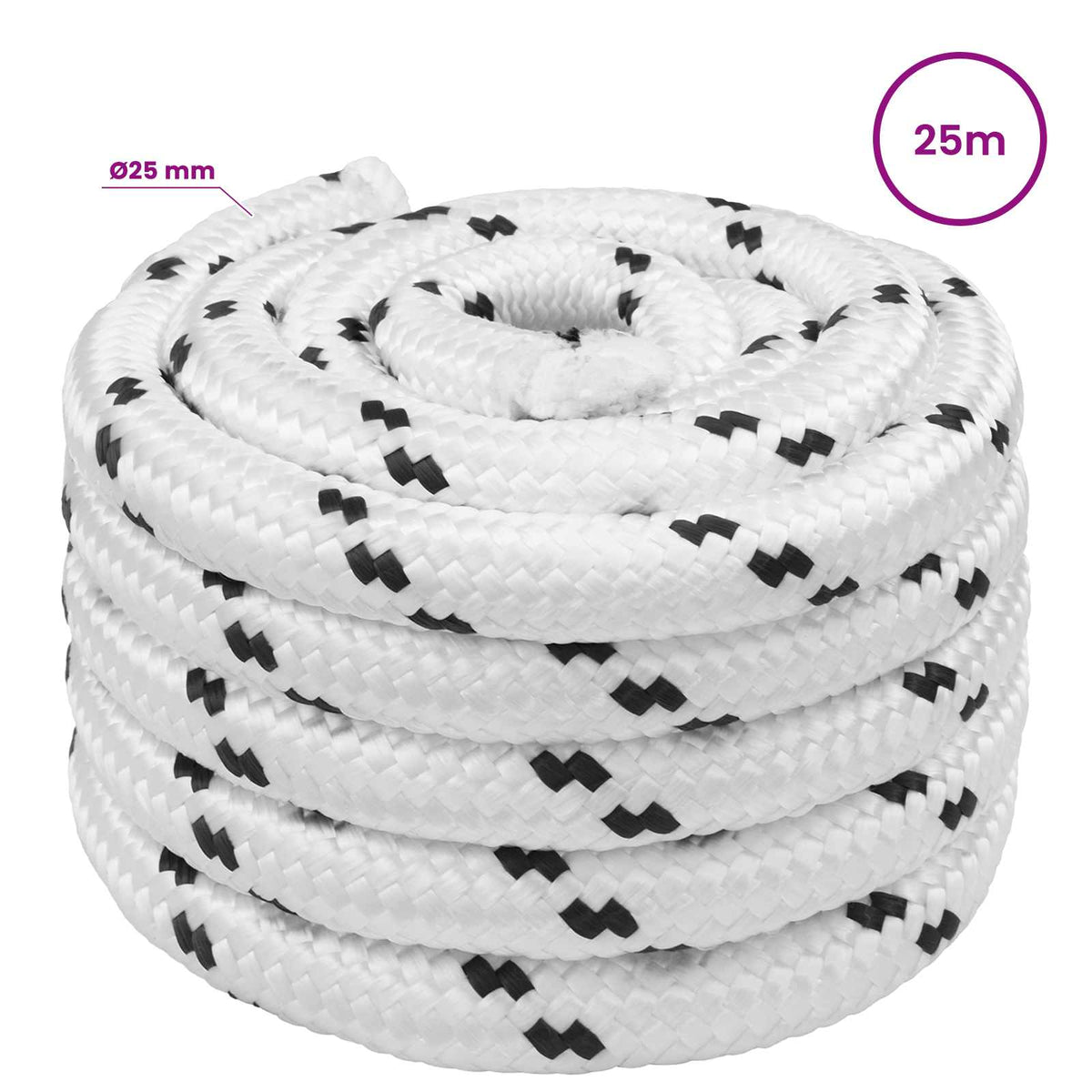 Multipurpose Utility Rope 25 mm 25 m White Polyester