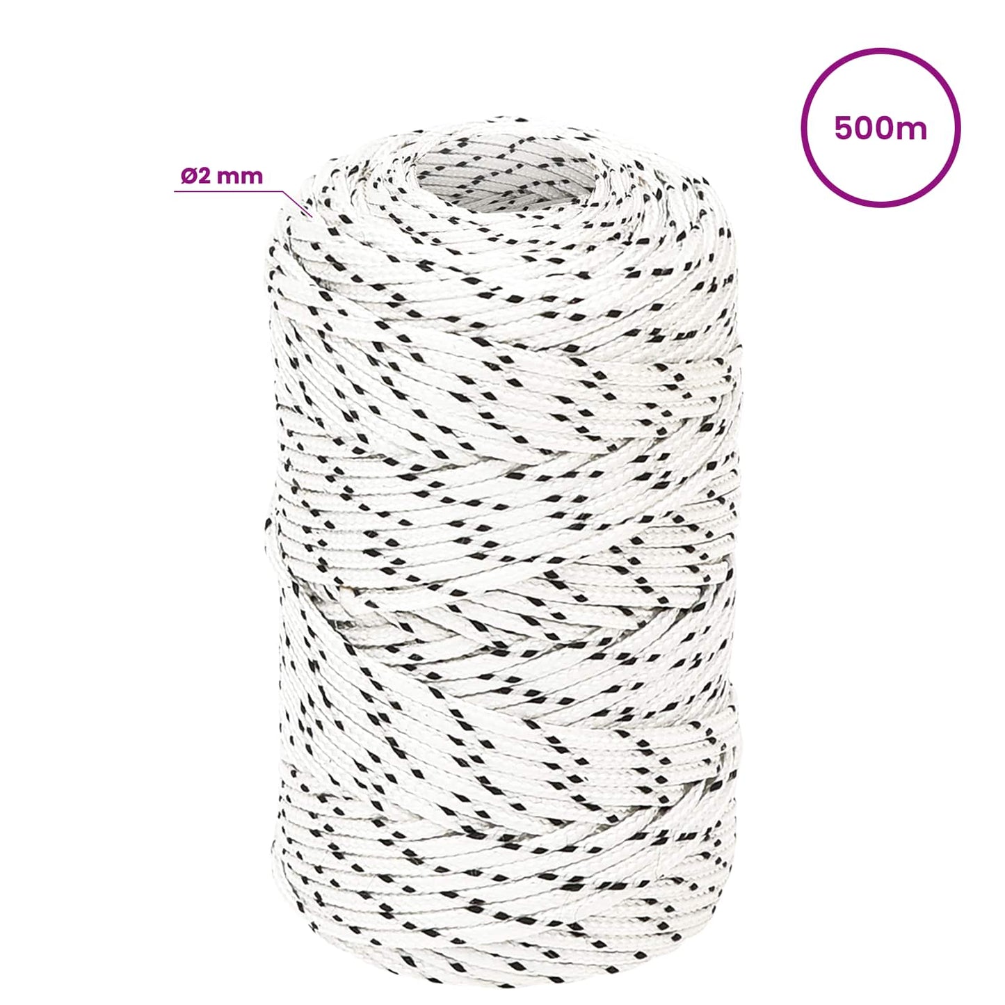 Multipurpose Utility Rope 2 mm 500 m White Polyester